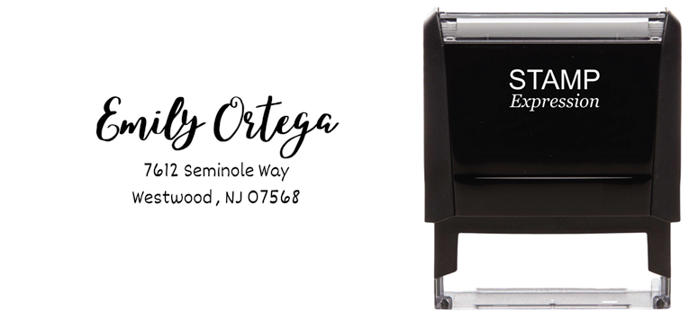 Ortega Curly ScriptSelf-Inking Custom Rubber Stamp Personalized Return Address Stamp With Name and Address Self-Inking Custom Rubber Stamp | Personalized Return Address Stamp | Name & Address Customizable (70987)