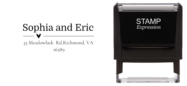 Sophia and Eric Line with HeartSelf-Inking Custom Rubber Stamp Personalized Return Address Stamp With Name and Address Self-Inking Custom Rubber Stamp | Personalized Return Address Stamp | Name & Address Customizable (70991)