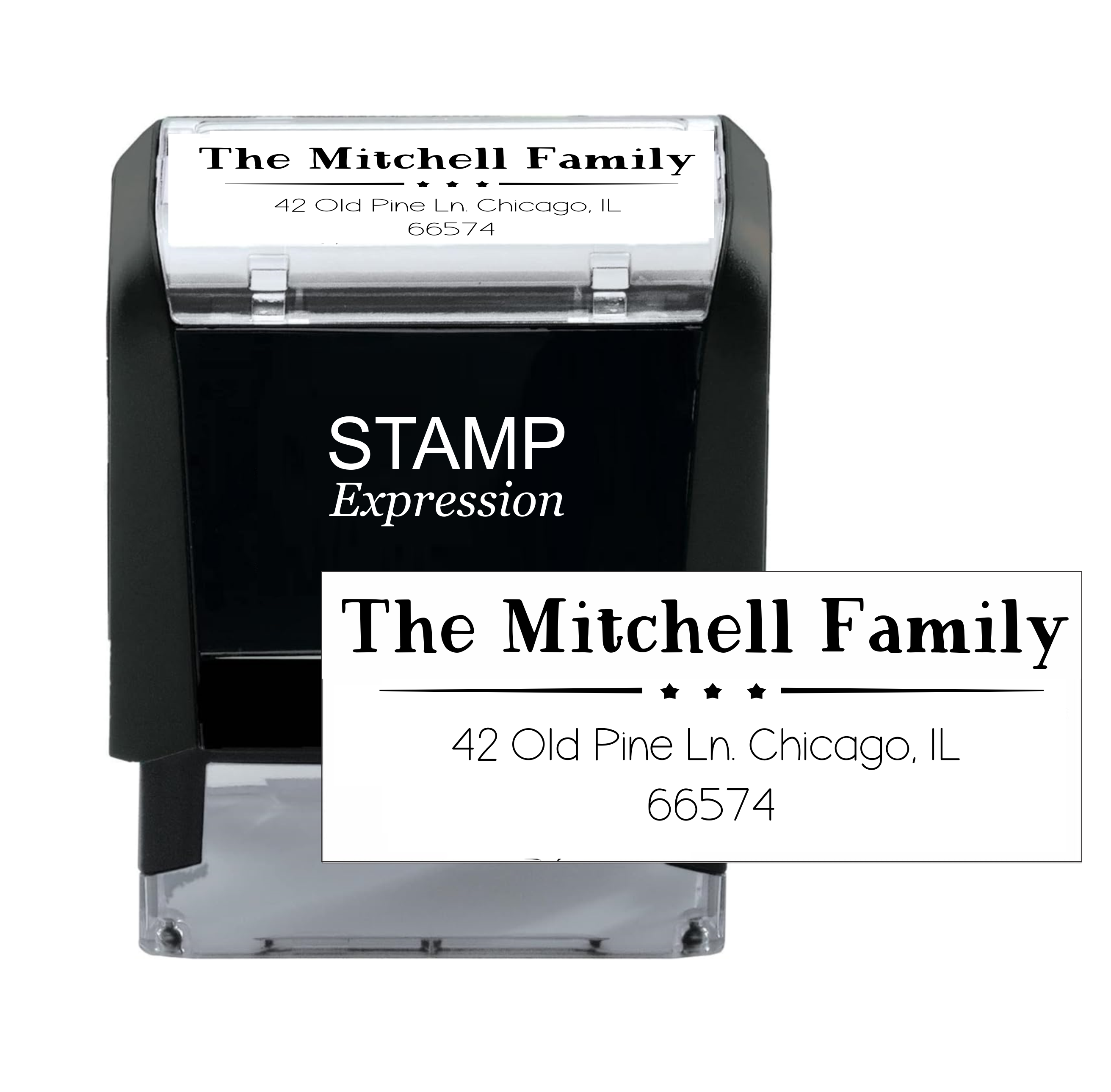 Custom Rectangular Self Inking Return Address Stamp Personalized With Lines Of Text (SE-70994)