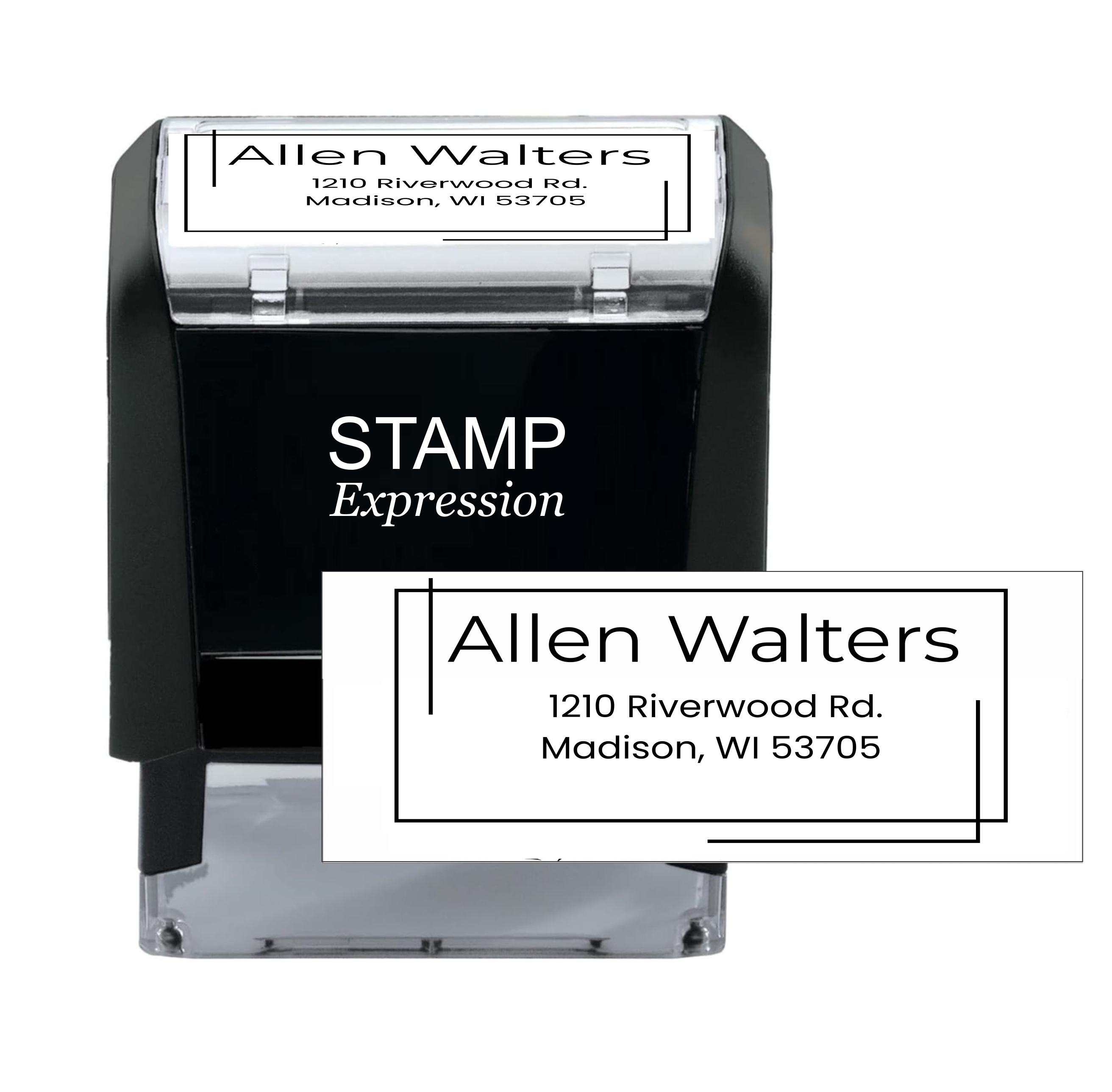 Custom Rectangular Self Inking Return Address Stamp Personalized With Lines Of Text (SE-70996)