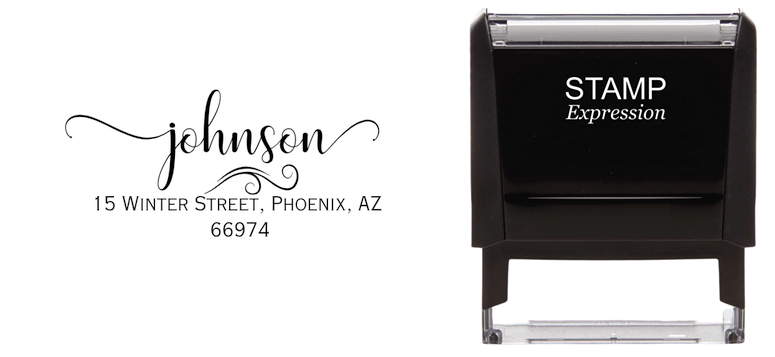 Johnson with Swirls Return Address Stamp