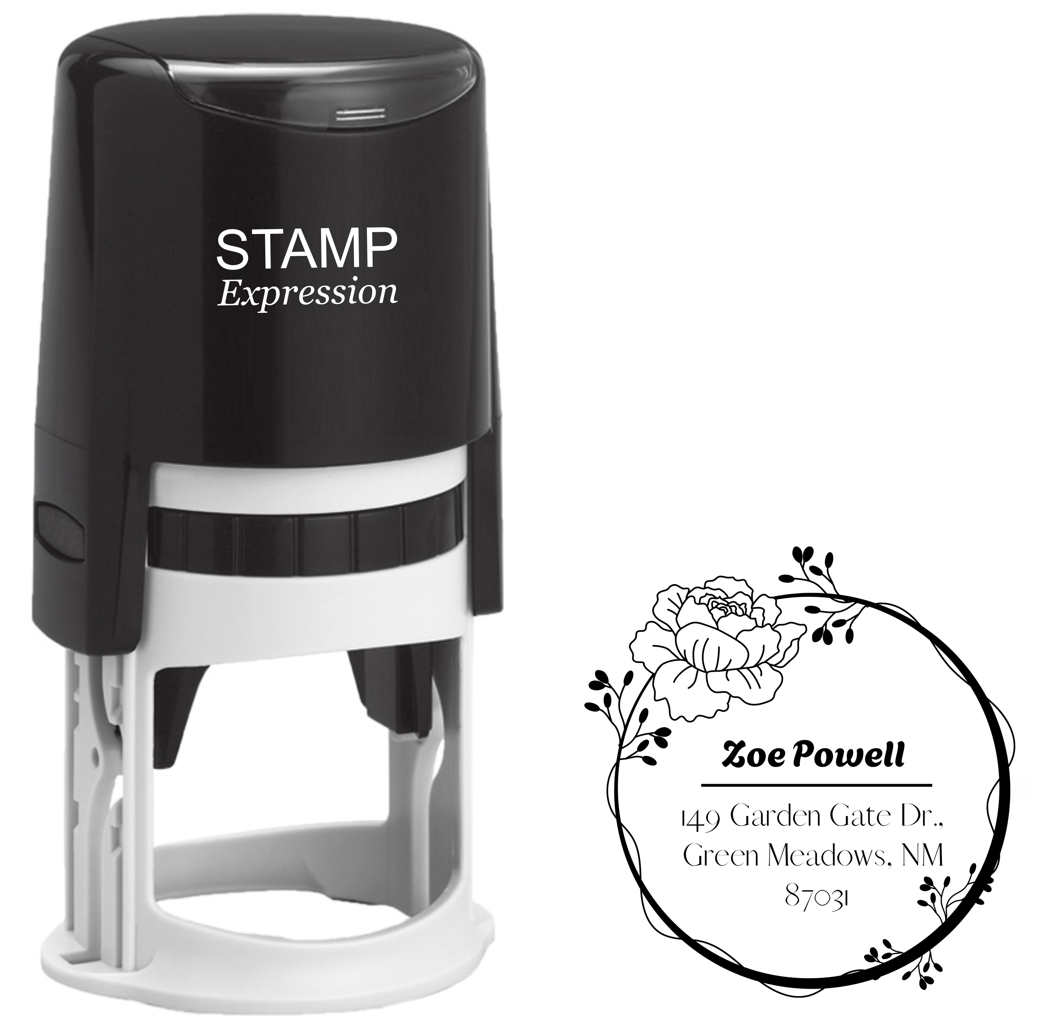 Powell Rose Frame Address Stamp