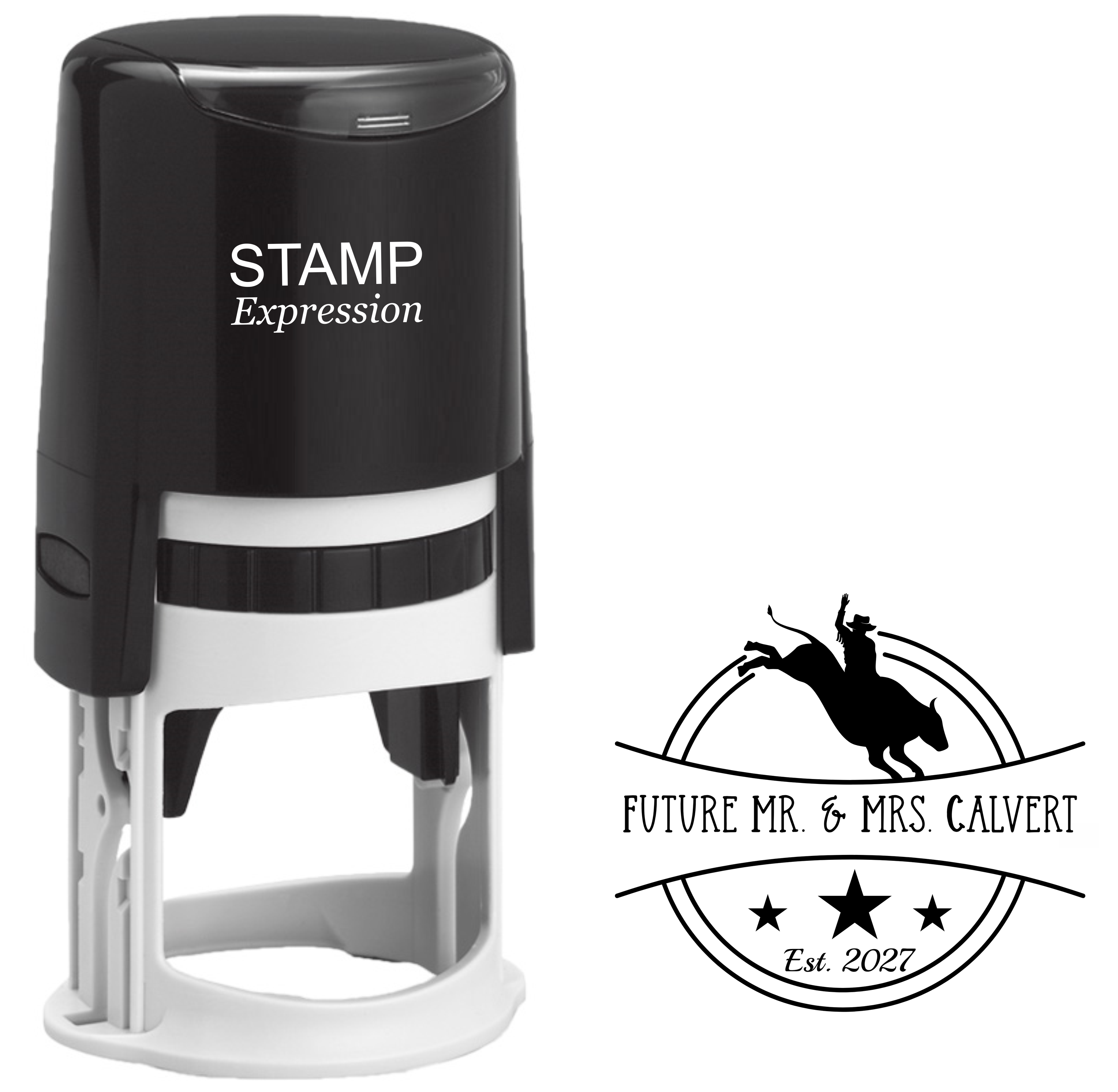 Rodeo Horse and Cowboy Western Future Mr. and Mrs. Wedding Stamp