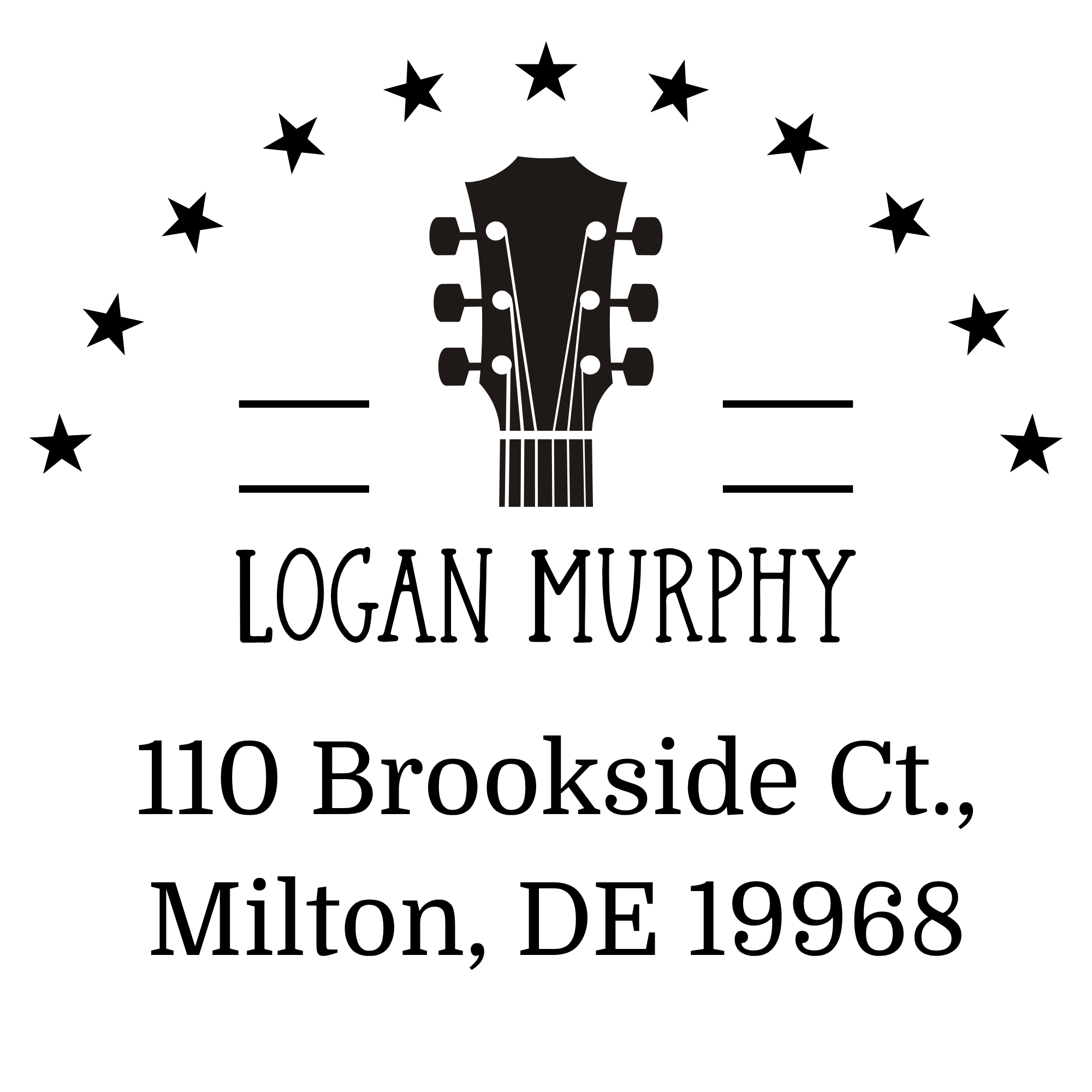 Guitar Musician Address Stamp