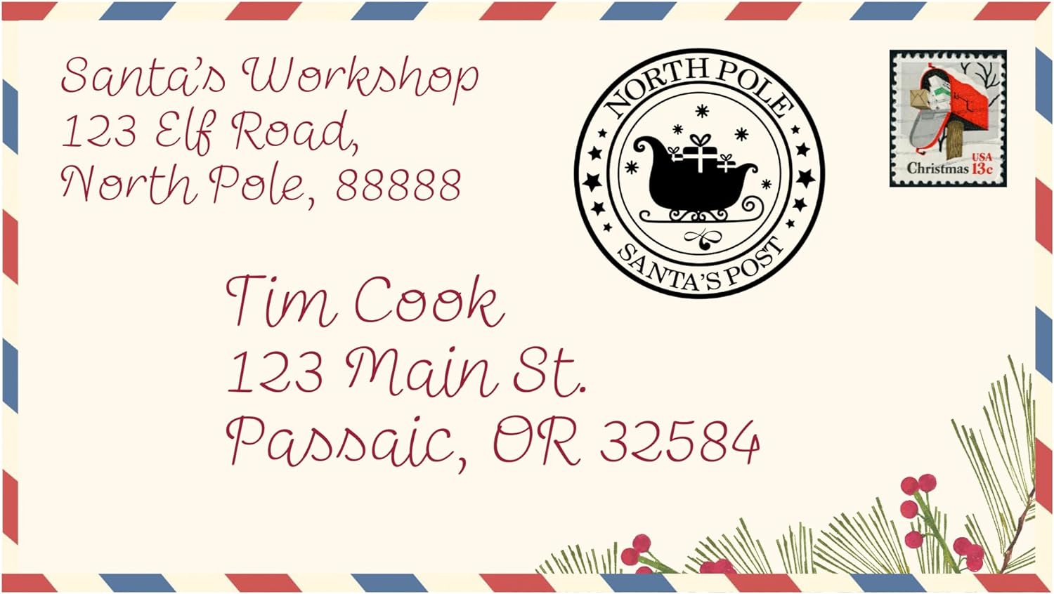 North Pole Santa's Post Christmas Stamp (A-76247)