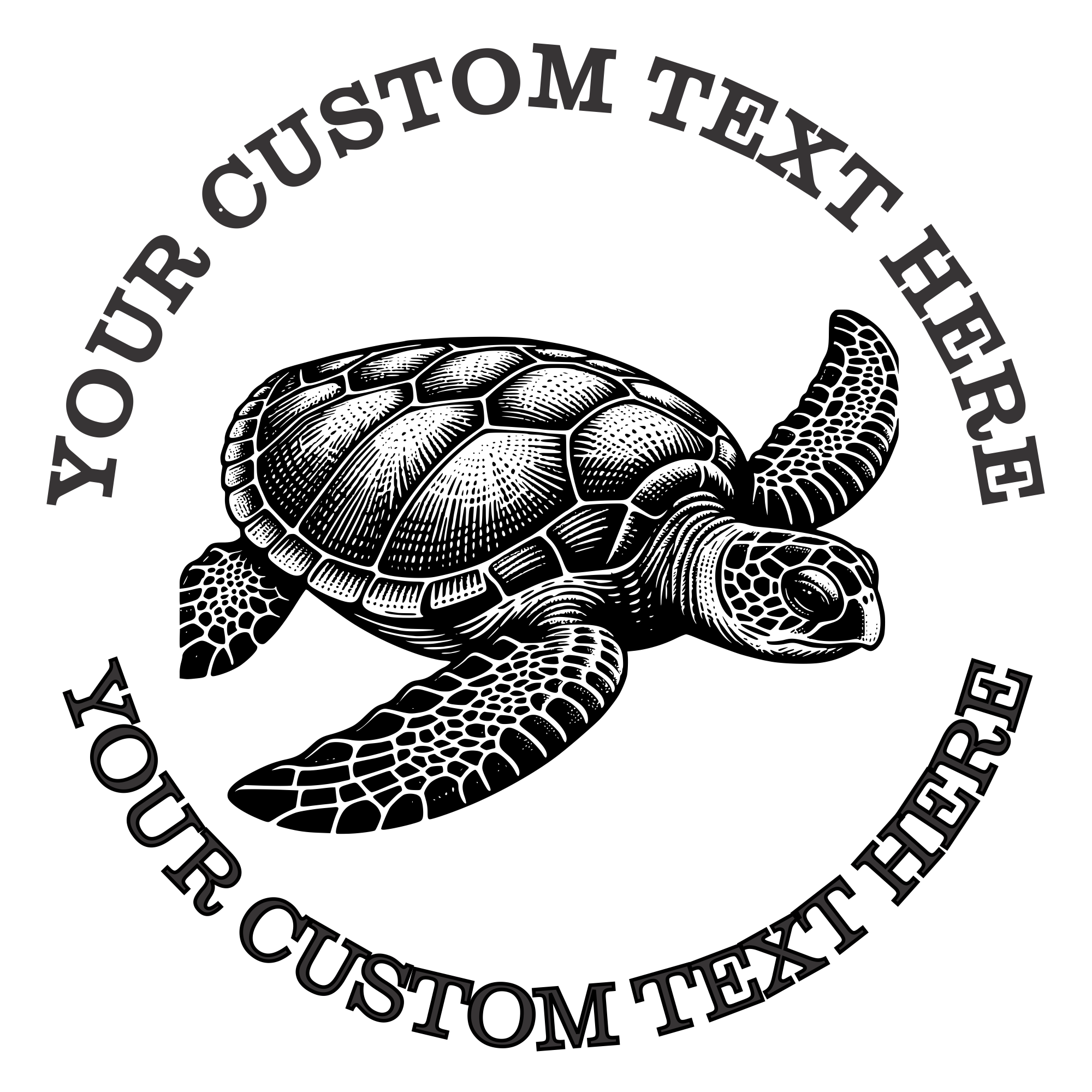Sea Turtle Custom Return Address Stamp - Self Inking. Personalized Rubber Stamp with Lines of Text (SH-76329)