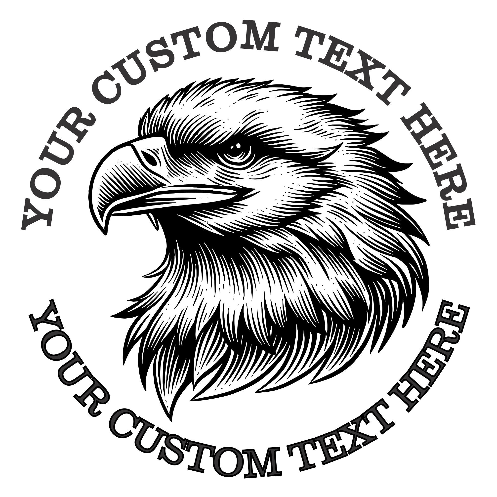 Bold Eagle Patriotic, Veterans, MIlitary Custom Stamp - Self Inking. Personalized Address Rubber Stamp with Lines of Text. (SH-76330)