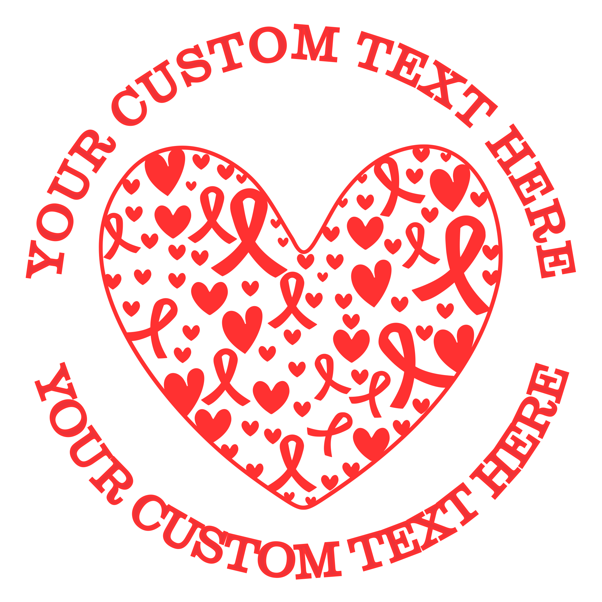 Breast Cancer Awareness Heart WIth Ribbons Custom Self-Inking Rubber Stamp. Personalized Address Stamp with Lines of Text (SH-76334)