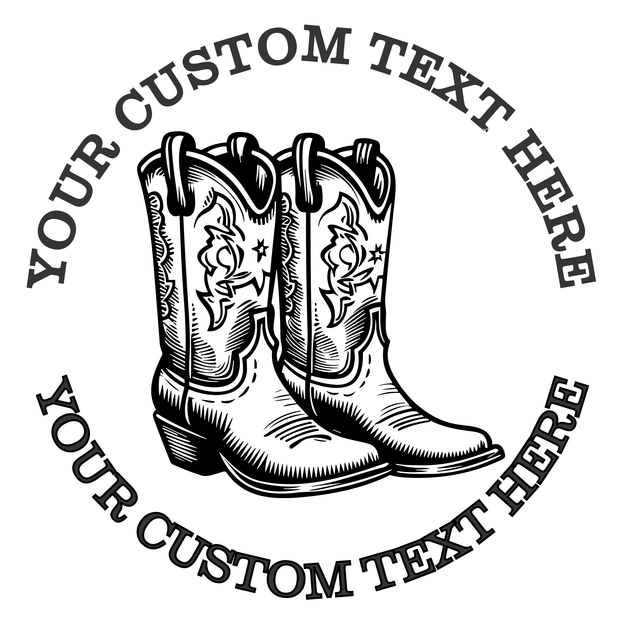Cowboy Boots Custom Self Inking Rubber Stamp. Personalized Address Stamp with Lines of Text (SH-76349)