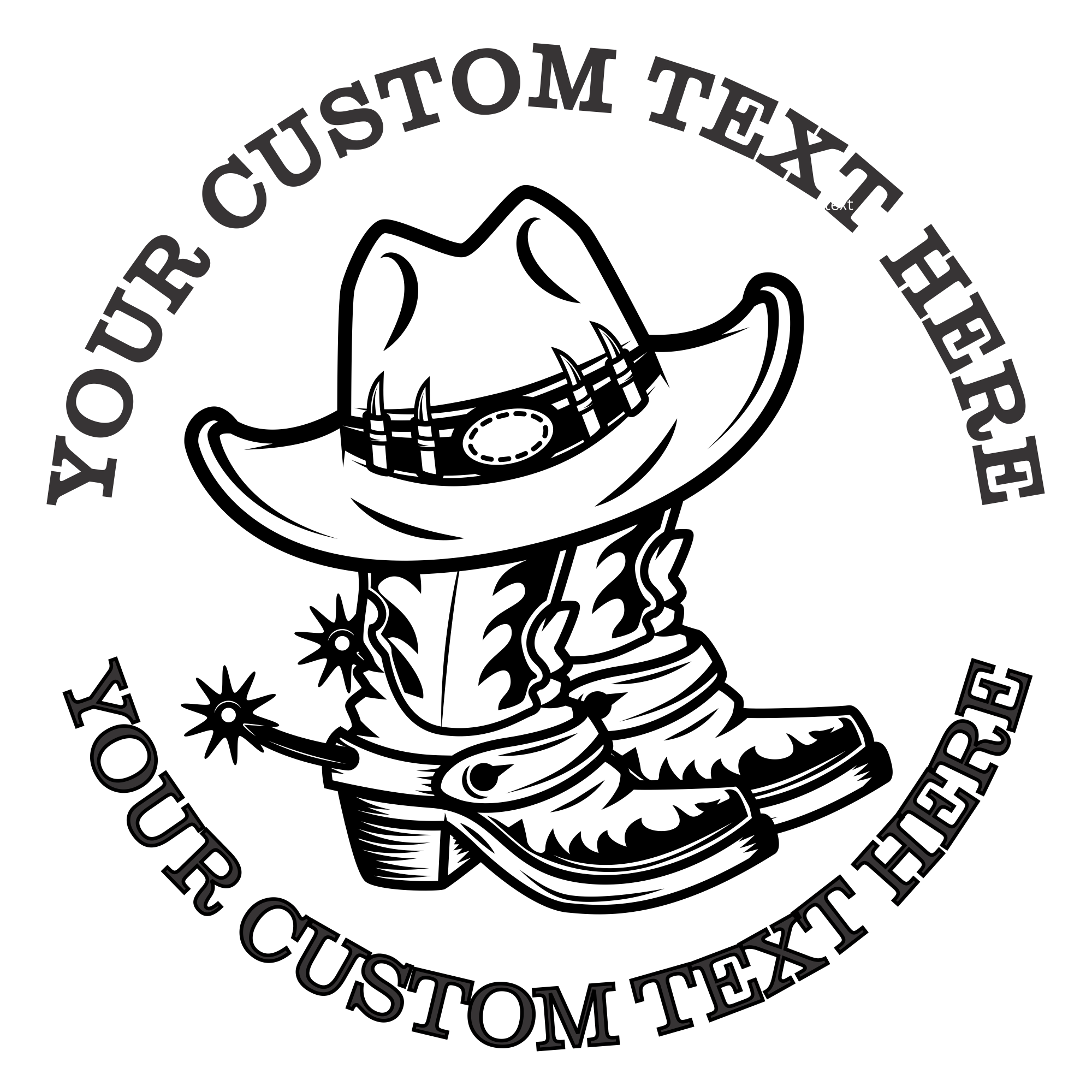 Cowboy Boots & Cowboy Hat Western Custom Stamp - Self Inking. Personalized Return Address Stamp with Lines of Text (SH-76353)