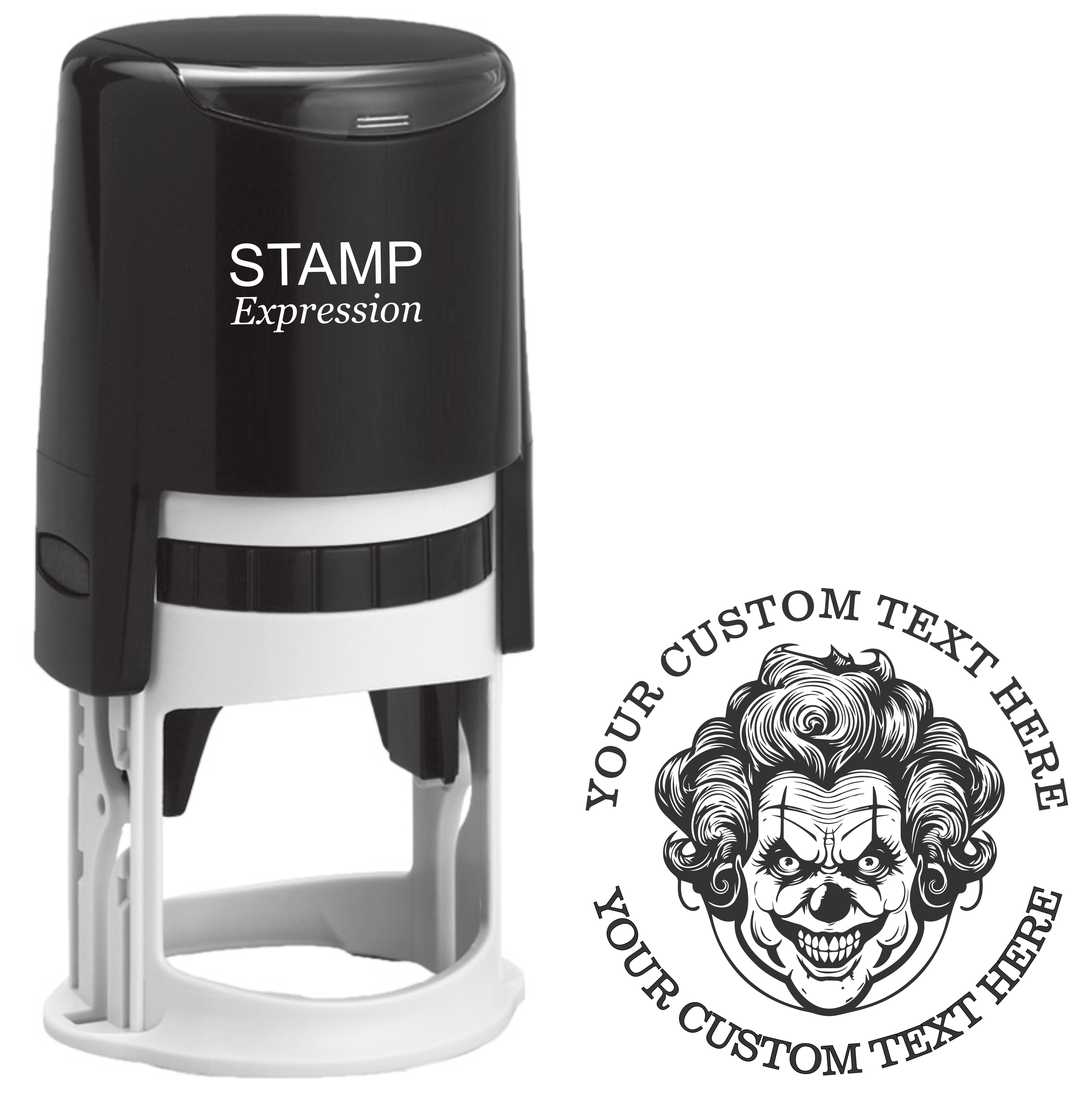 Evil Clown Custom Self Inking Rubber Stamp. Perfect When Used As a Return Address Stamp (SH-76357)