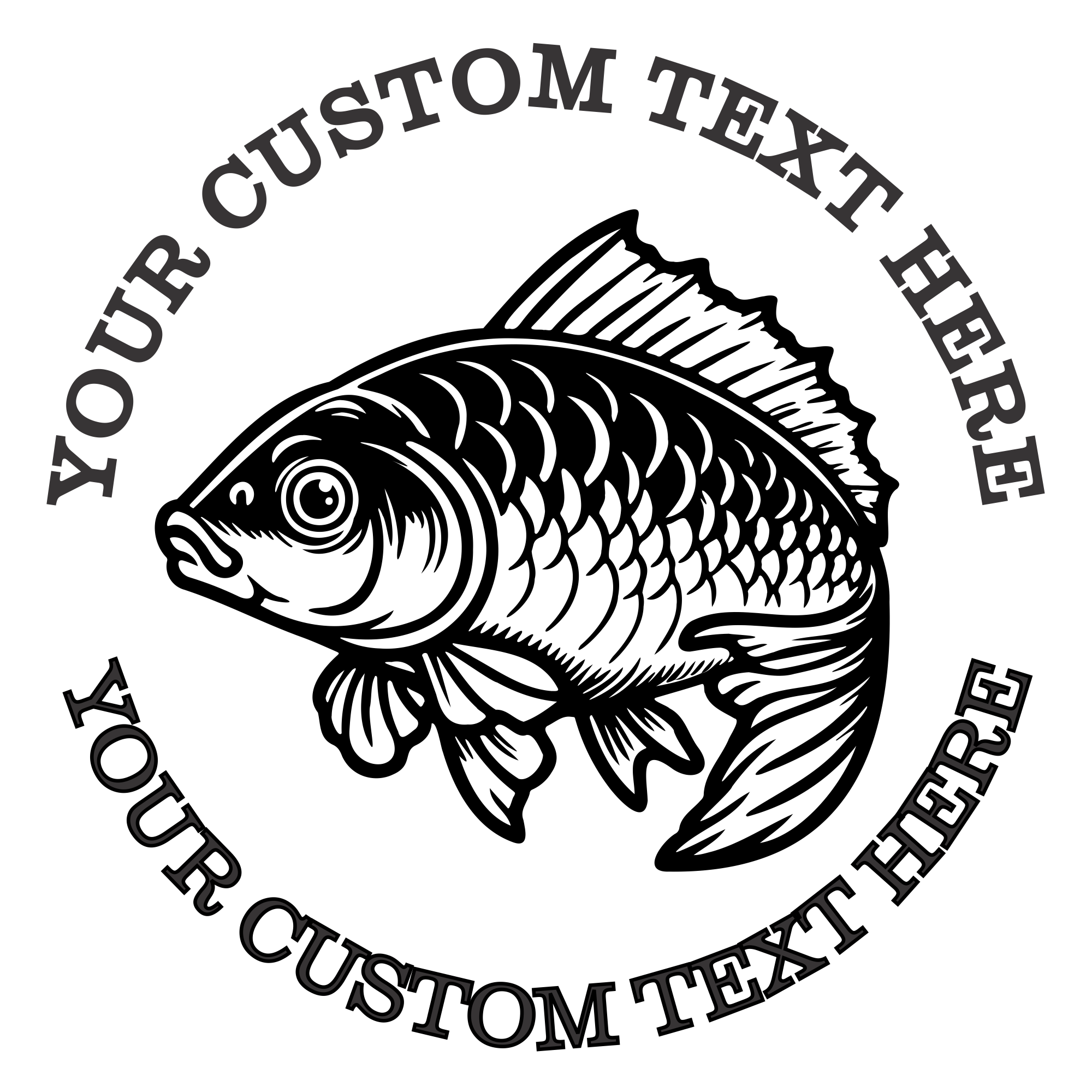 Fishing Custom Stamp - Self Inking. Personalized Address Stamp with Lines of Text With FIsh Outline (SH-76358)