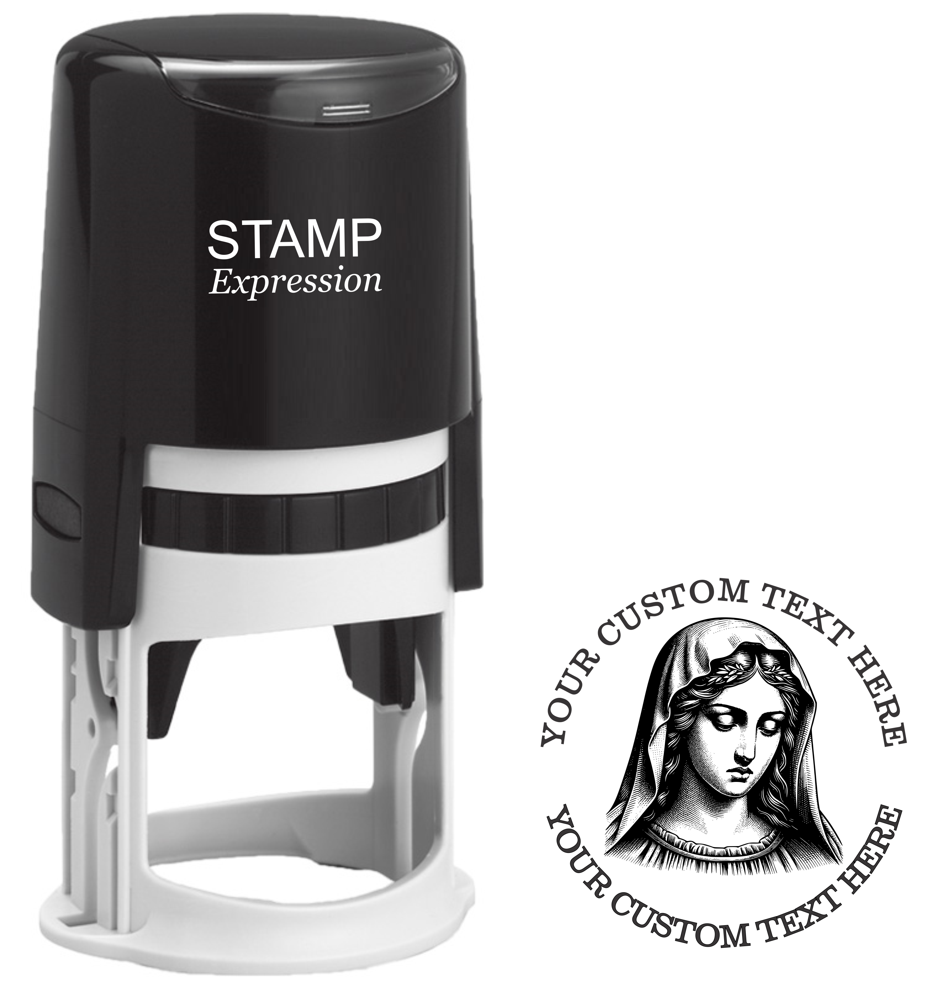 Virgin Mary Religious Christian Custom Stamp – Personalized Return Address Self-Inking Rubber Stamp (SH-76363)