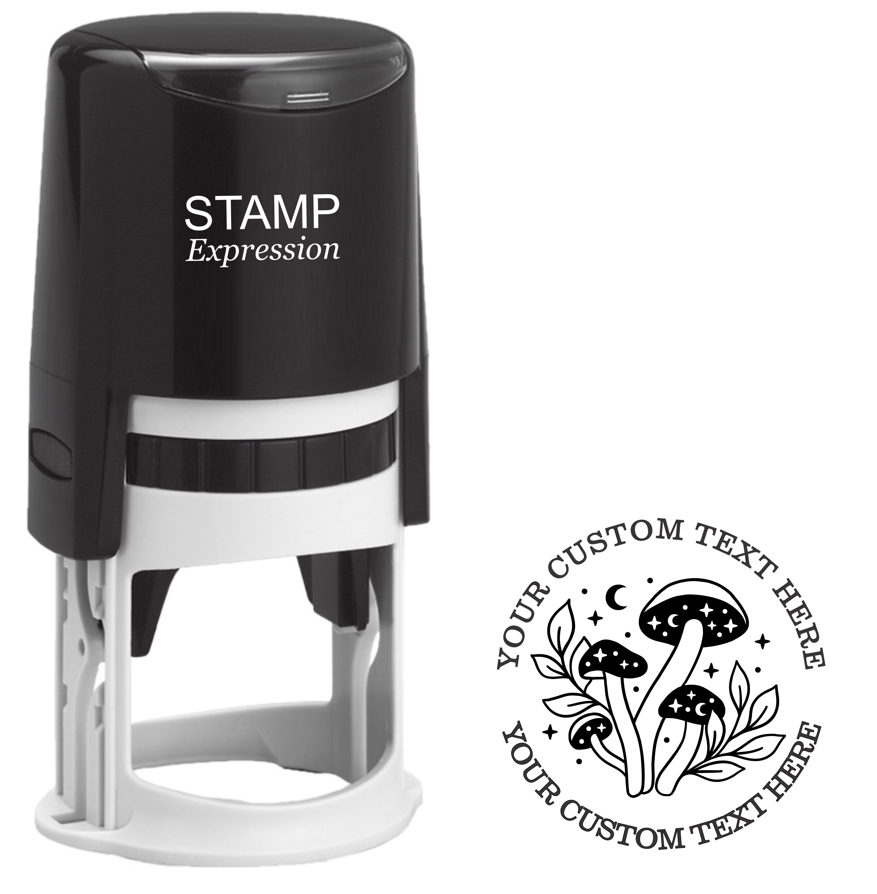 Mushroom Self Inking Custom Rubber Stamp. Personalized Address Stamp with Lines of Text (SH-76364)