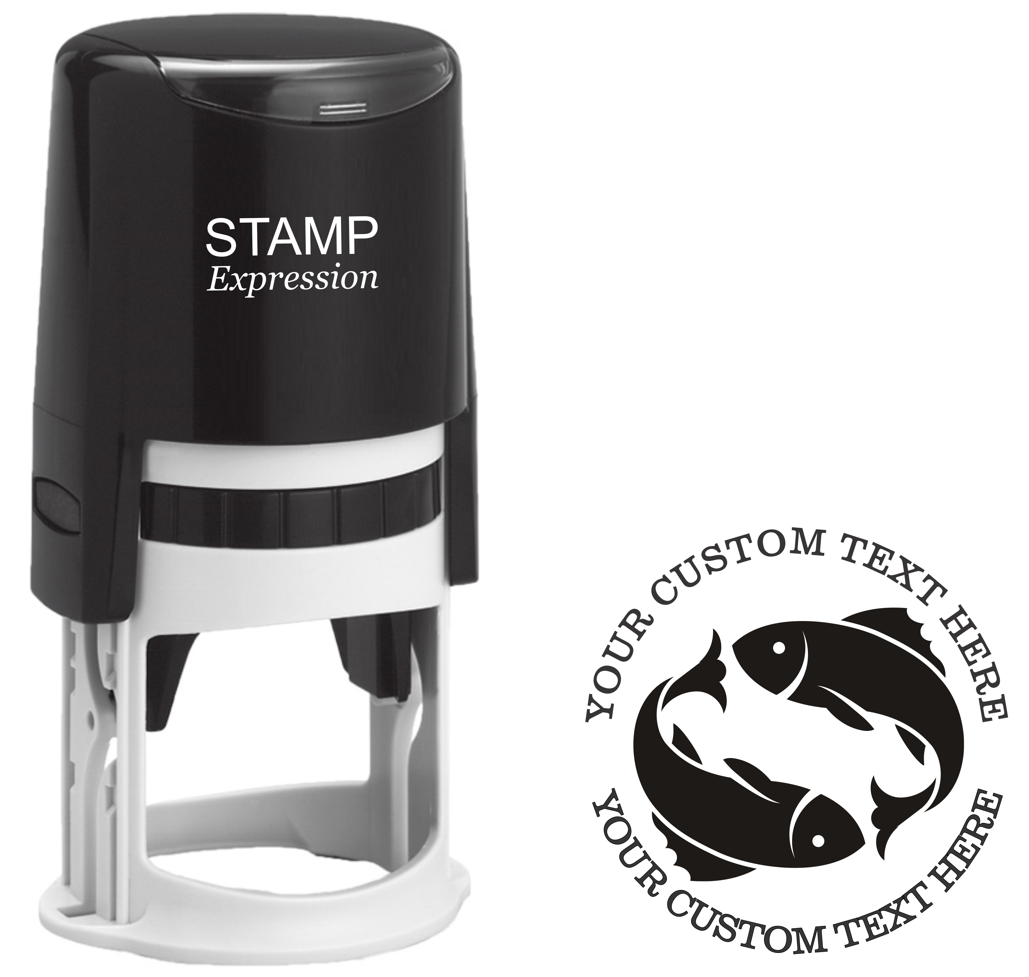 Pisces Zodiac Sign Custom Self Inking Rubber Stamp. Perfect When Used As a Return Address Stamp (SH-76365)