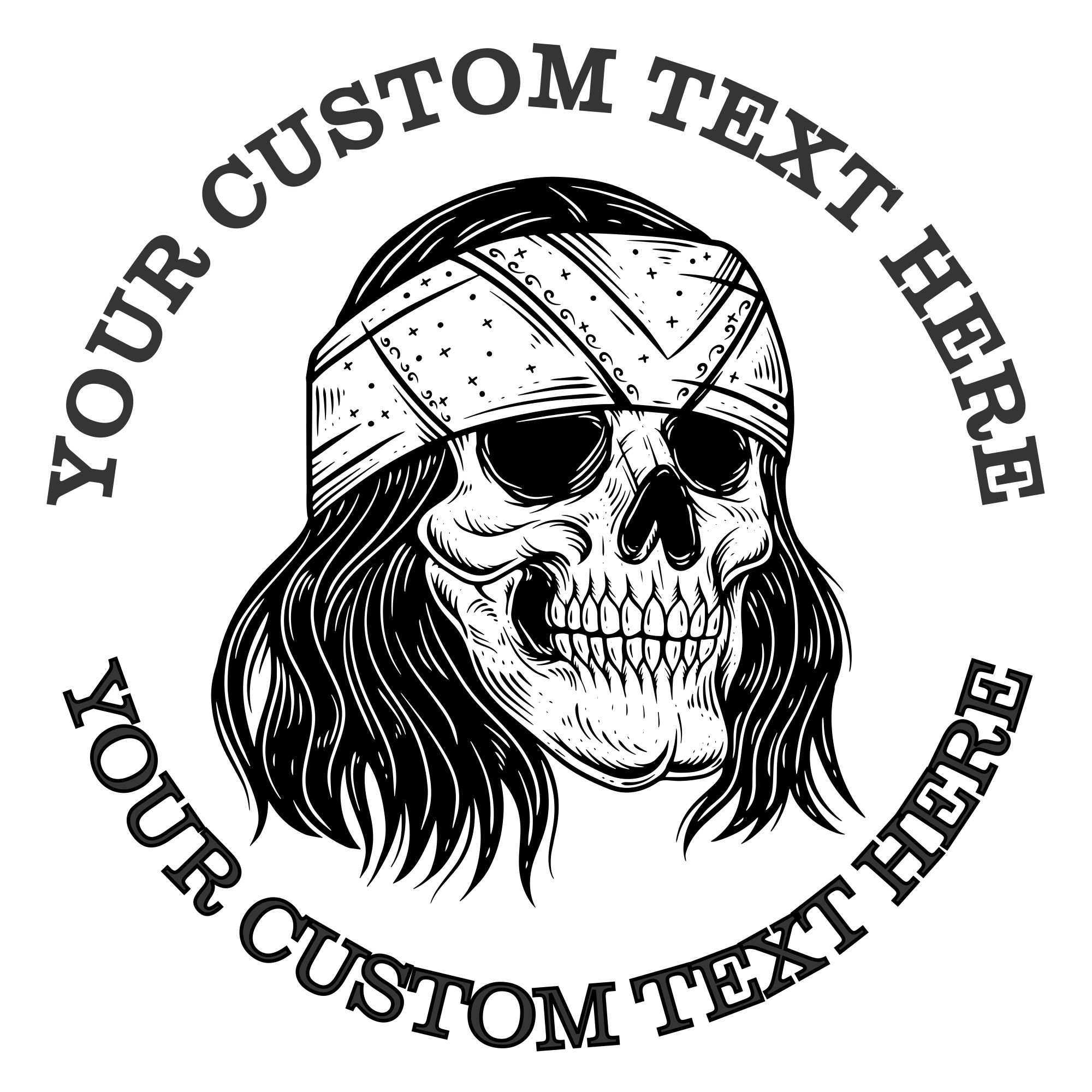 Pirate Skull Custom Stamp - Self Inking. Personalized Address Stamp with Lines of Text With FIsh Outline (SH-76366)