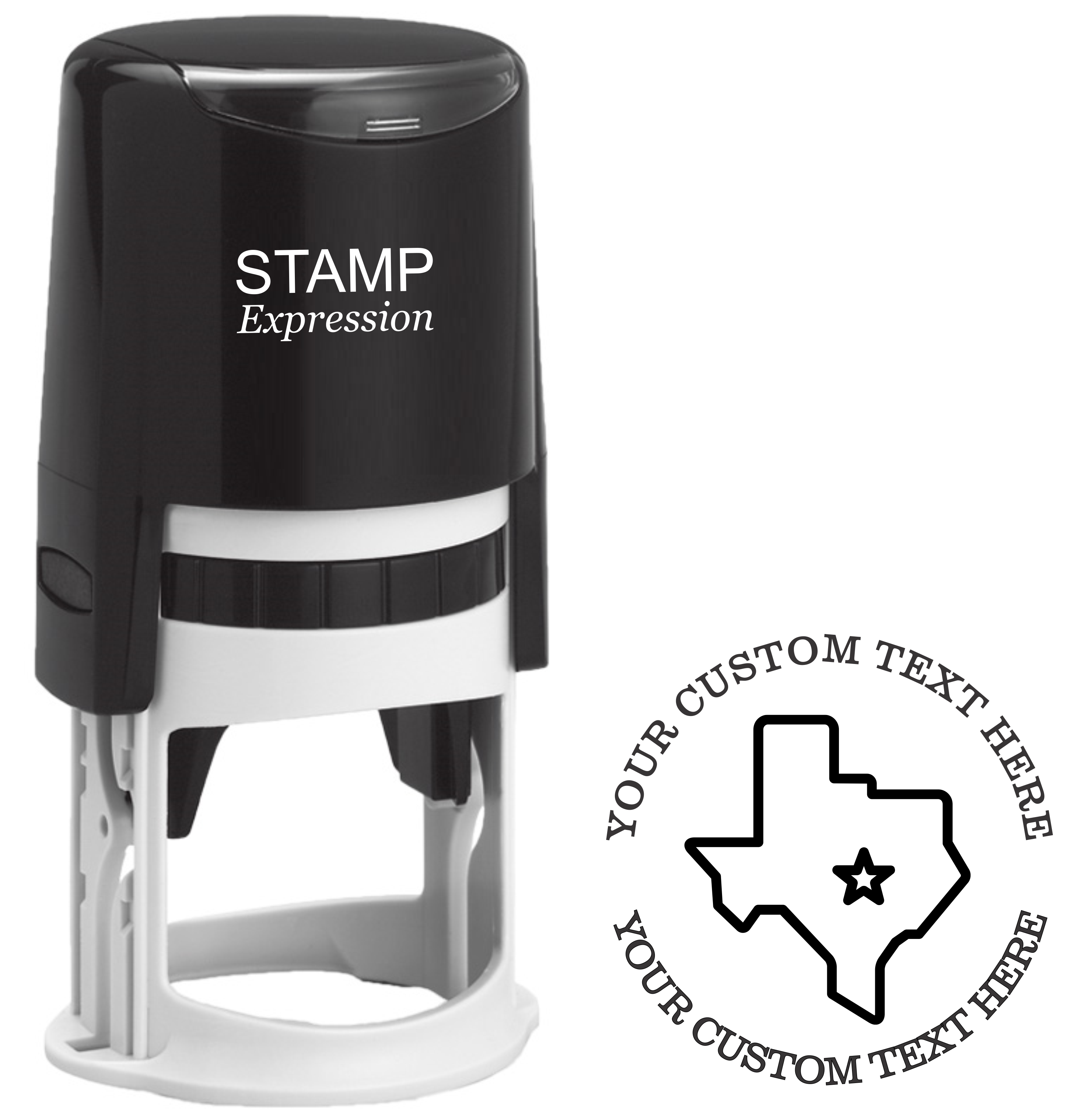 Texas State Shape Custom Stamp - Self Inking. Personalized Address Stamp with Lines of Text (SH-76373)