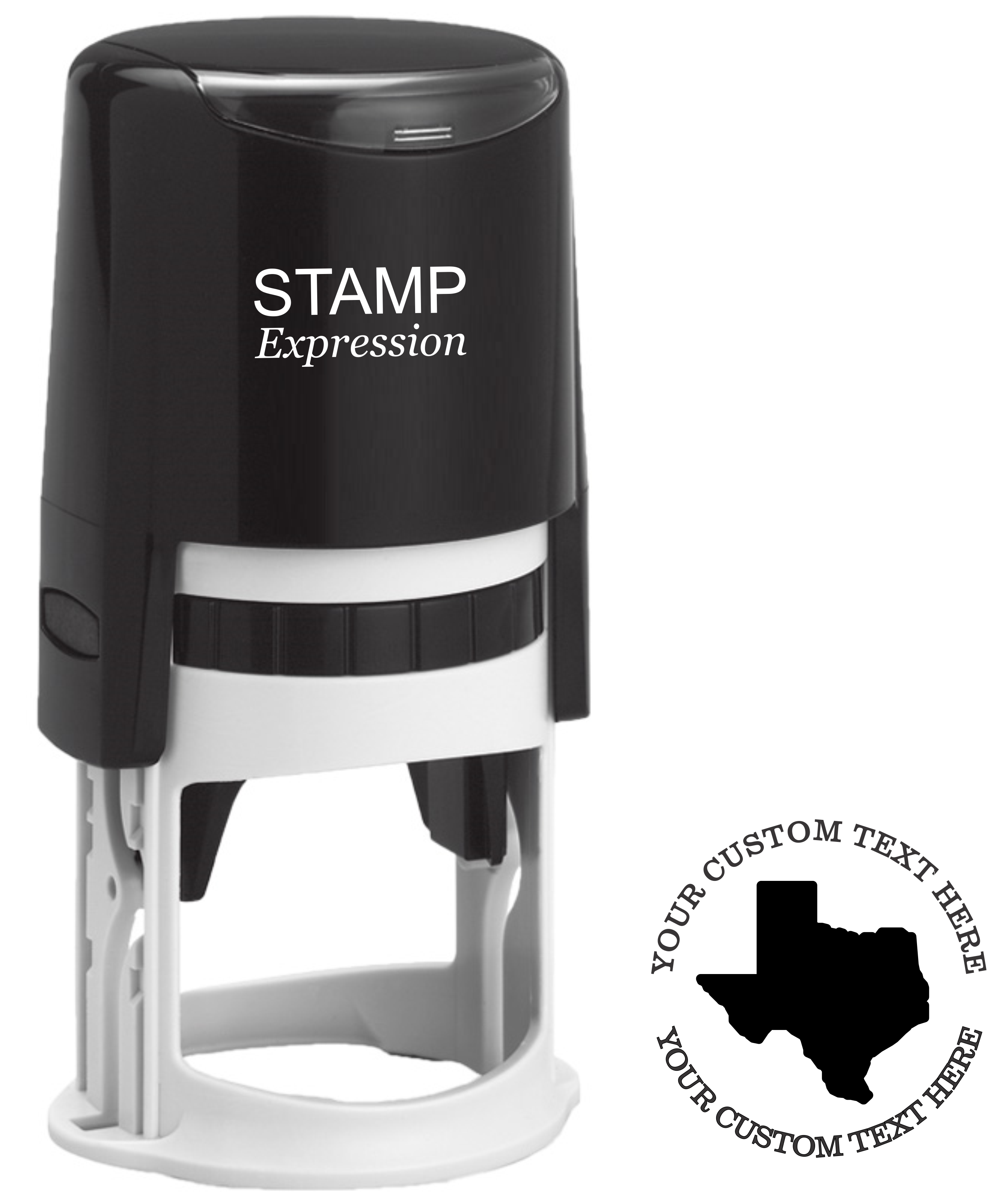 Texas State Shape Custom Stamp - Self Inking. Personalized Address Stamp with Lines of Text (SH-76377)