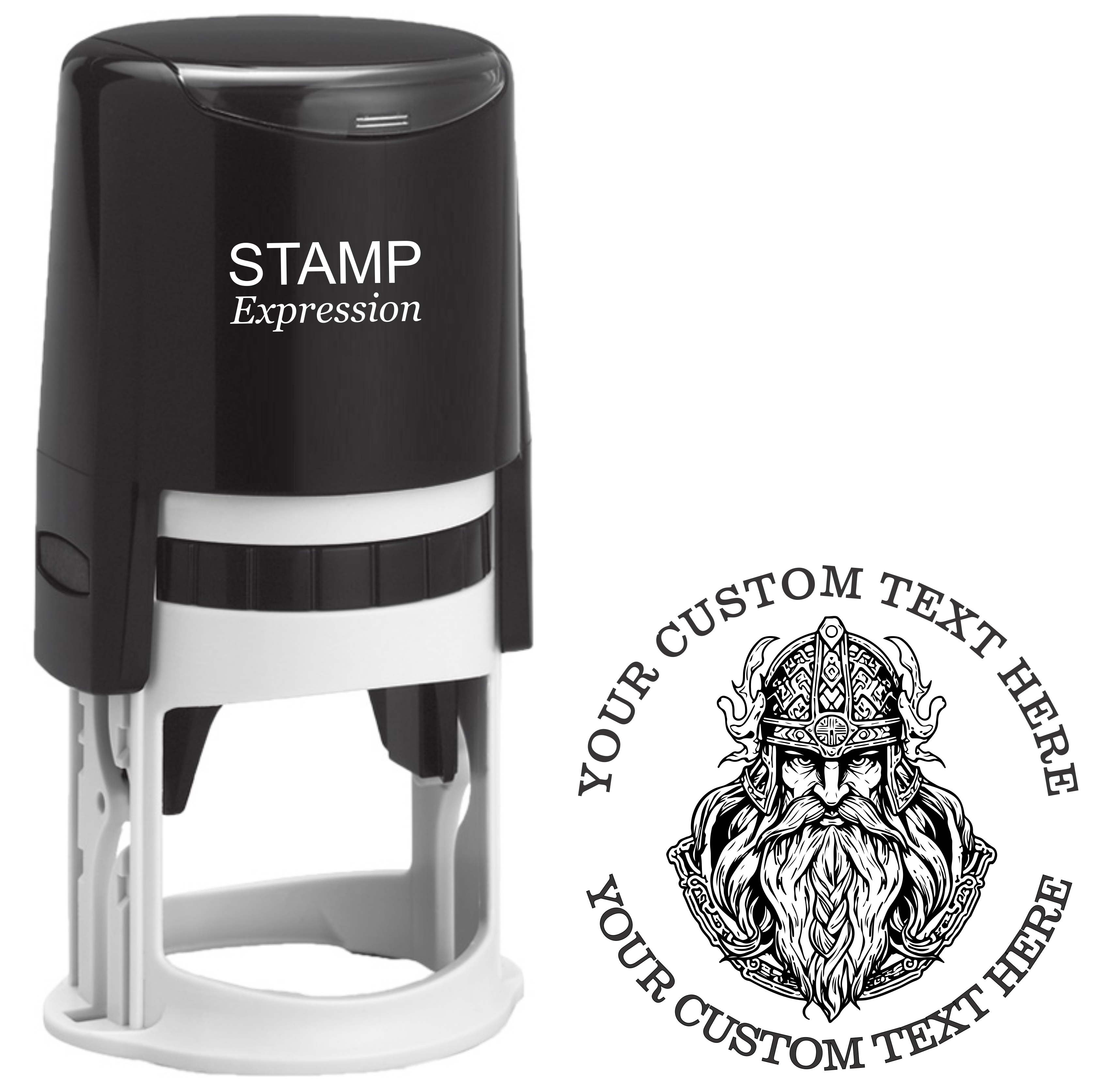 Viking Custom Rubber Stamp - Self Inking. Personalized Return Address Stamp with Lines of Text (SH-76378)