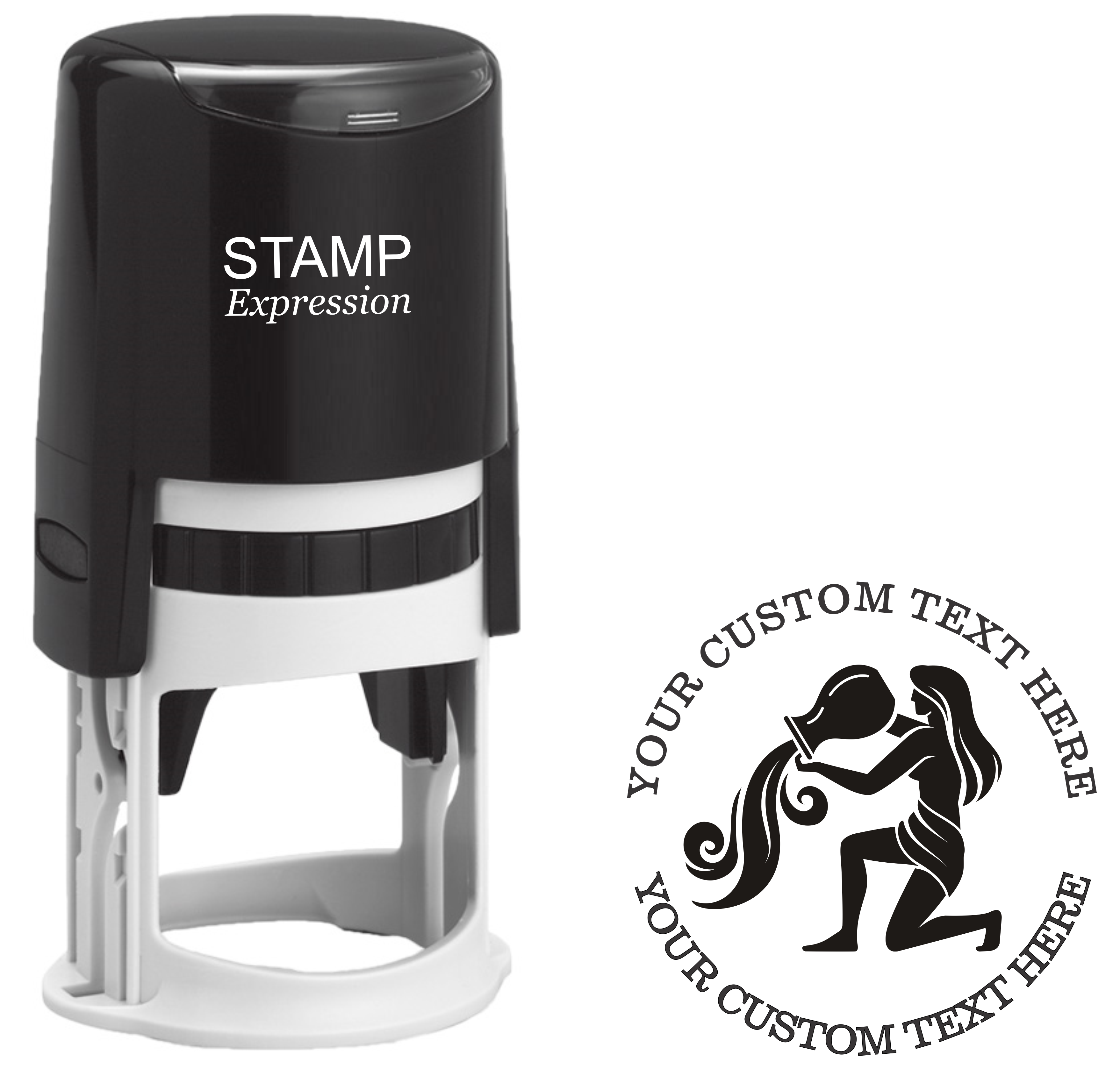 Aquarius Zodiac Sign Custom Self Inking Rubber Stamp. Perfect When Used As a Return Address Stamp (SH-76384)