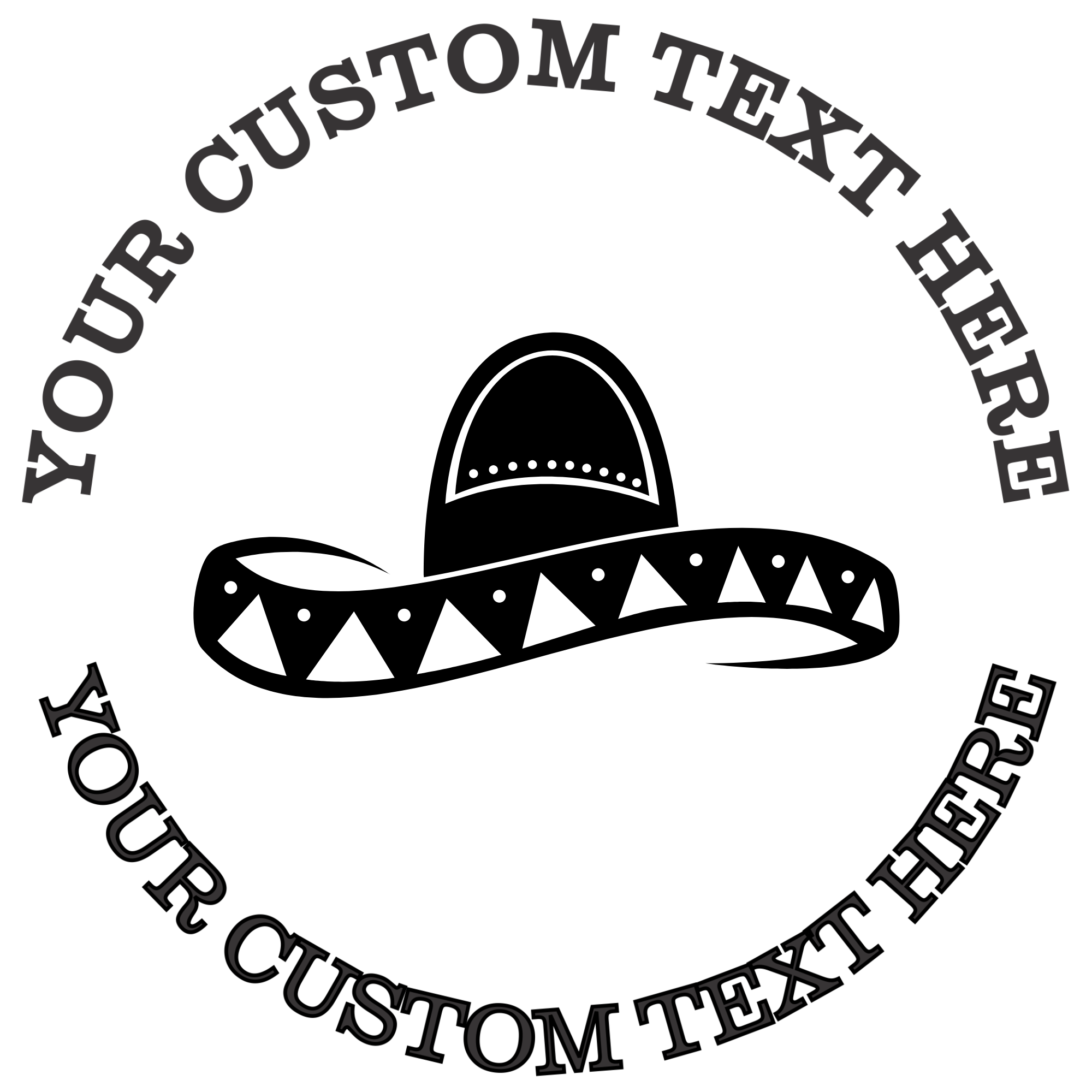 Mexican sombrero hat Self-Inking Custom Rubber Stamp | Personalized Return Address Stamp | Name & Address Customizable | 1.6" In Diameter (SH-76501)