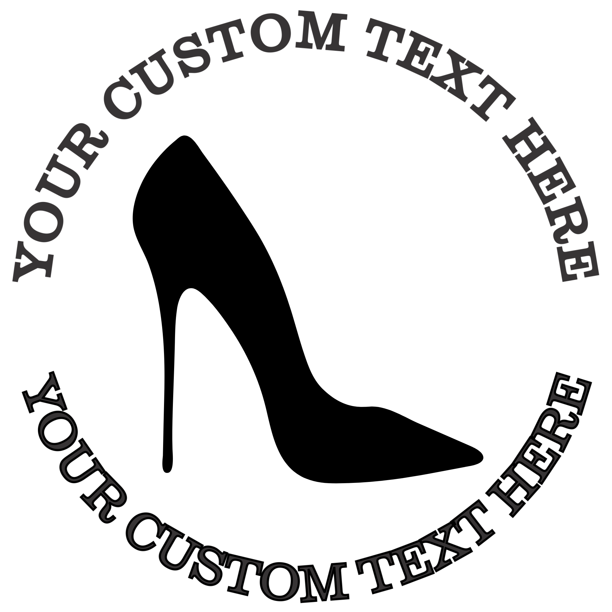 Stiletto silhouette Self-Inking Custom Rubber Stamp | Personalized Return Address Stamp | Name & Address Customizable | 1.6" In Diameter (SH-76505)