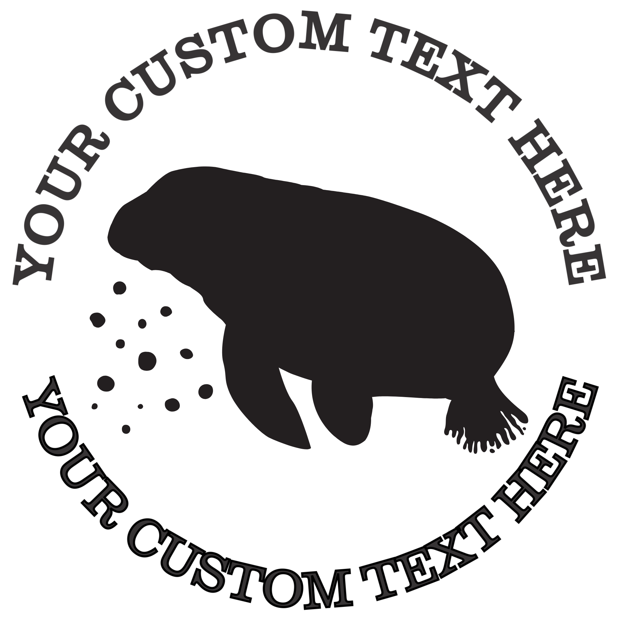 Manatee silhouette Self-Inking Custom Rubber Stamp | Personalized Return Address Stamp | Name & Address Customizable | 1.6" In Diameter (SH-76508)
