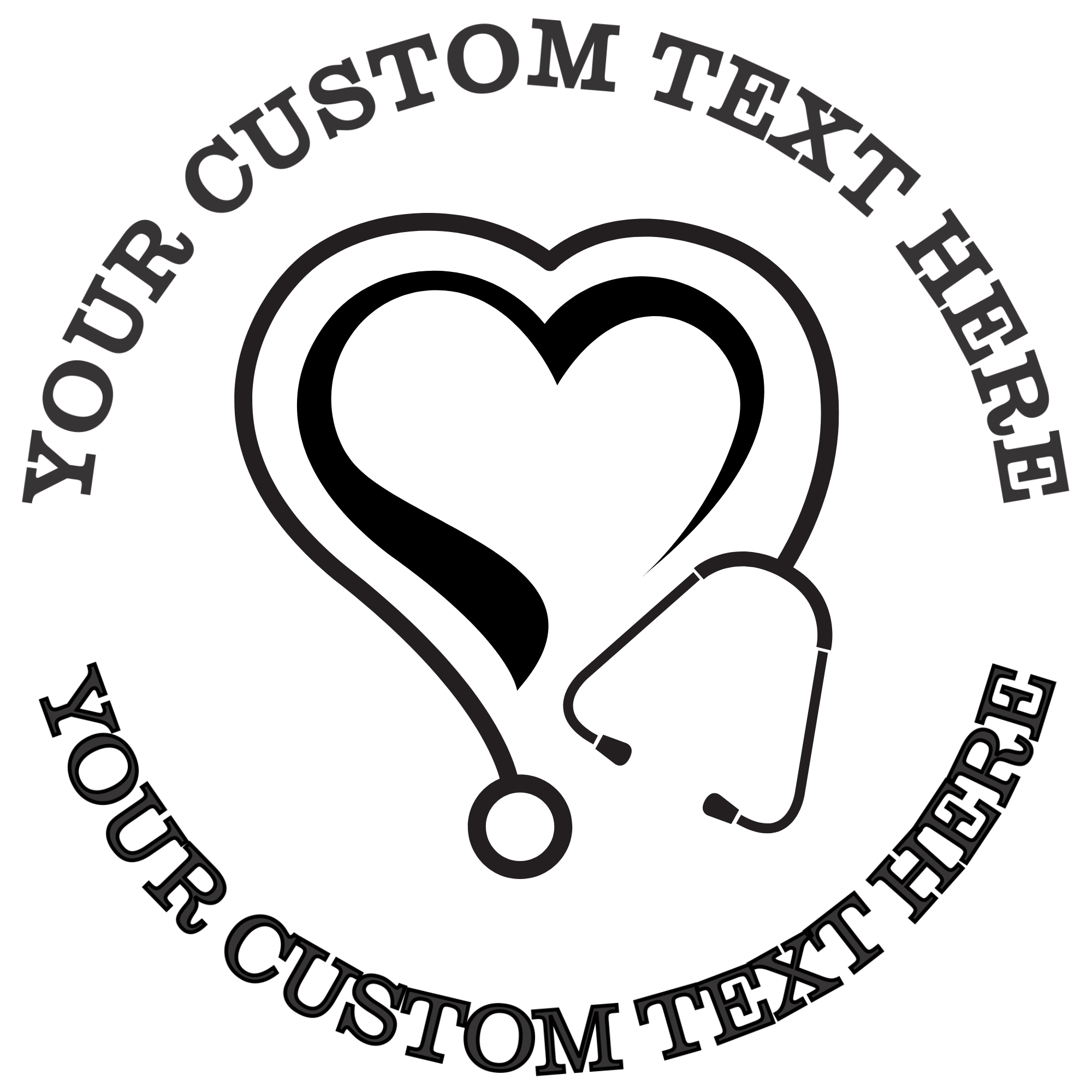 Stethoscope with heart inside Self-Inking Custom Rubber Stamp | Personalized Return Address Stamp | Name & Address Customizable | 1.6" In Diameter (SH-76510)