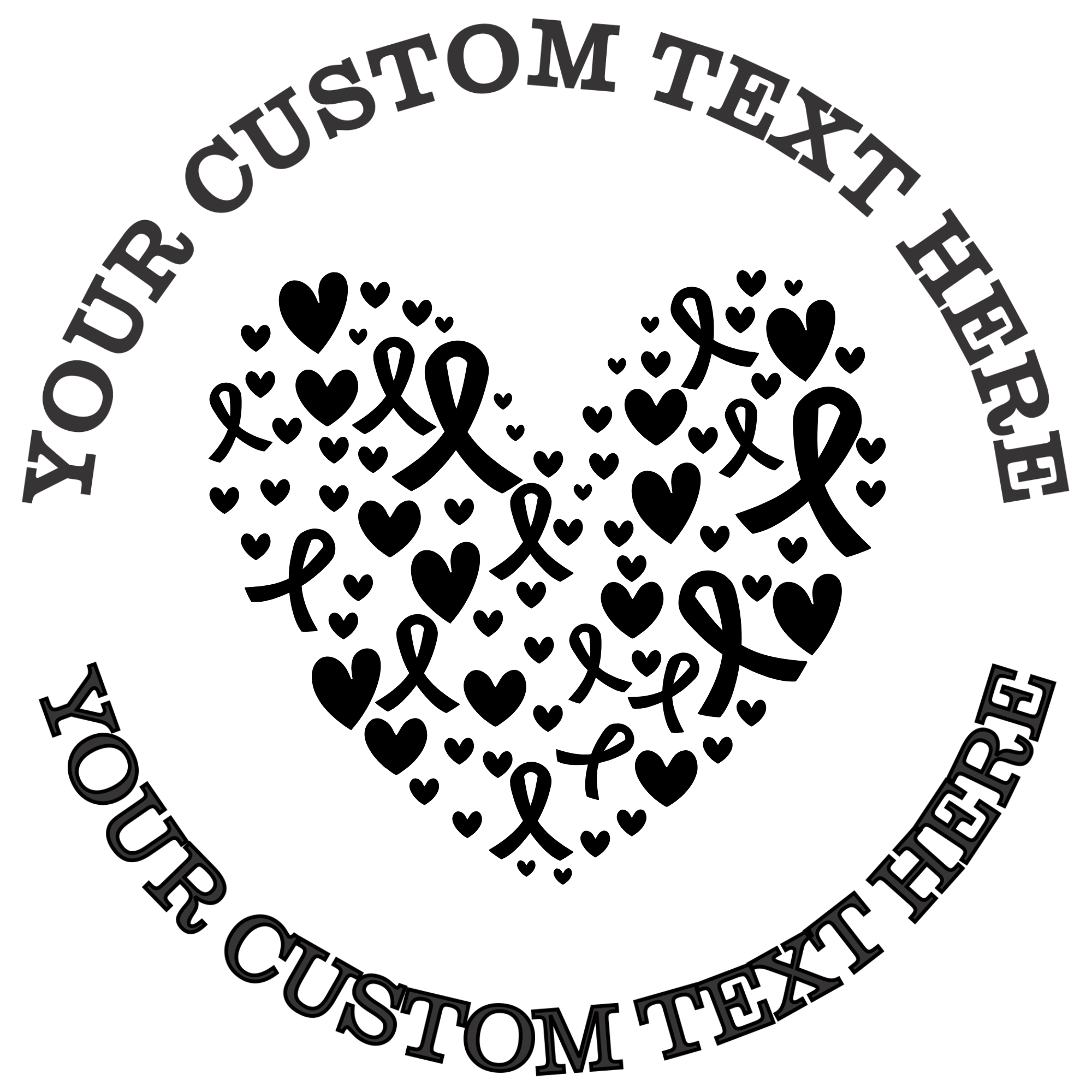 Breast cancer awareness heart Self-Inking Custom Rubber Stamp | Personalized Return Address Stamp | Name & Address Customizable | 1.6" In Diameter (SH-76513)