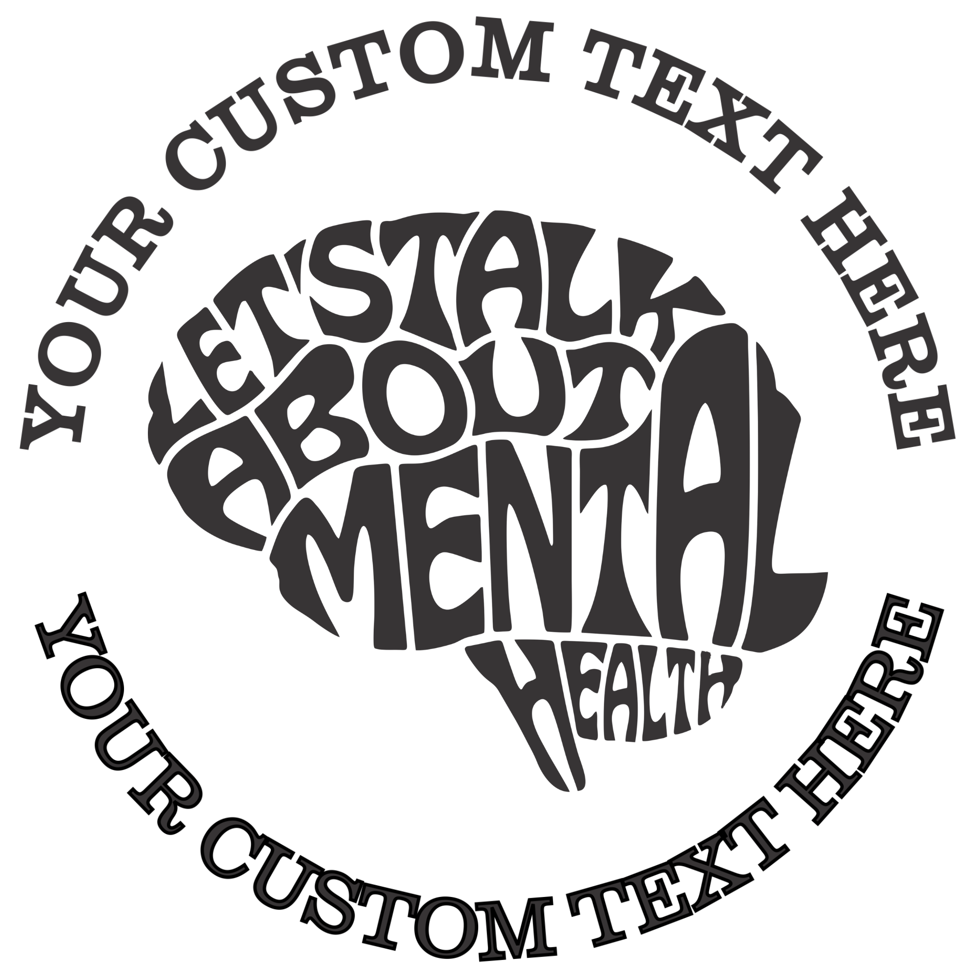 Let's Talk About Mental Health Self-Inking Custom Rubber Stamp | Personalized Return Address Stamp | Name & Address Customizable | 1.6" In Diameter (SH-76516)