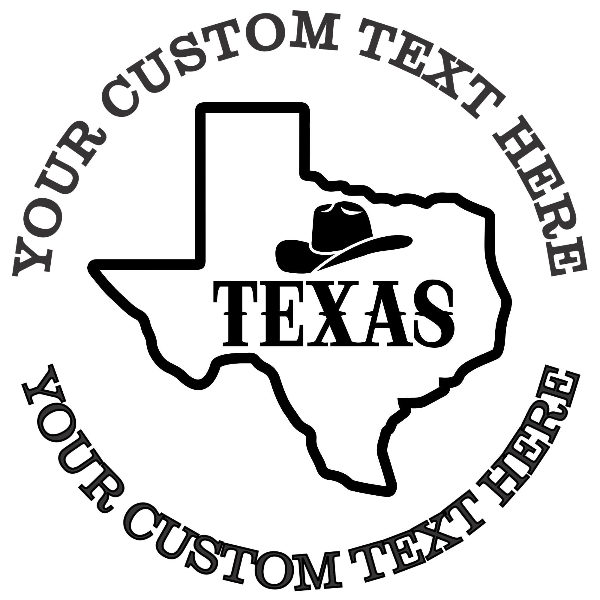 State of Texas outline with words Texas and cowboy hat Self-Inking Custom Rubber Stamp | Personalized Return Address Stamp | Name & Address Customizable | 1.6" In Diameter (SH-76521)
