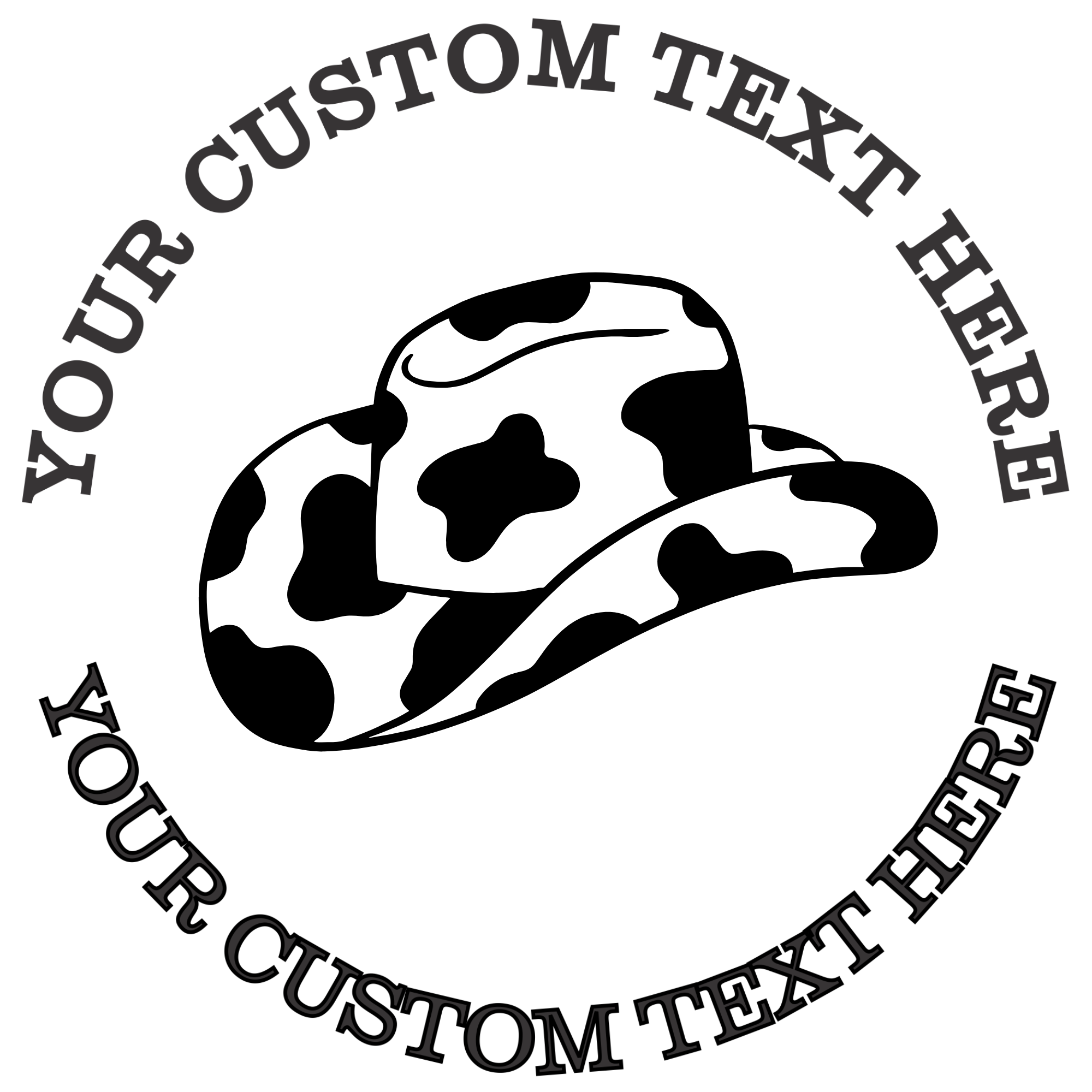 Cow print cowboy hat Self-Inking Custom Rubber Stamp | Personalized Return Address Stamp | Name & Address Customizable | 1.6" In Diameter (SH-76522)