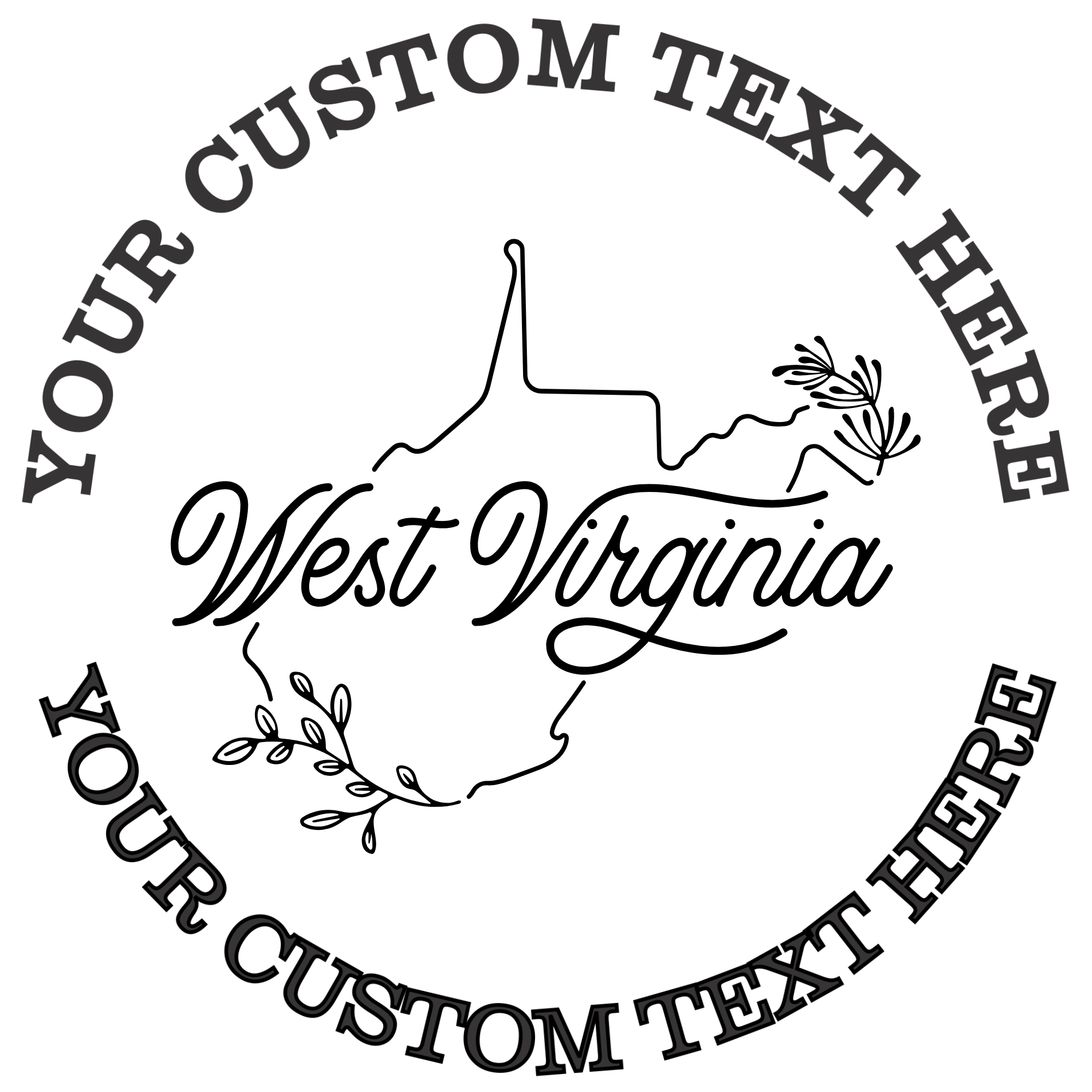 Floral West Virginia state outline Self-Inking Custom Rubber Stamp | Personalized Return Address Stamp | Name & Address Customizable | 1.6" In Diameter (SH-76527)
