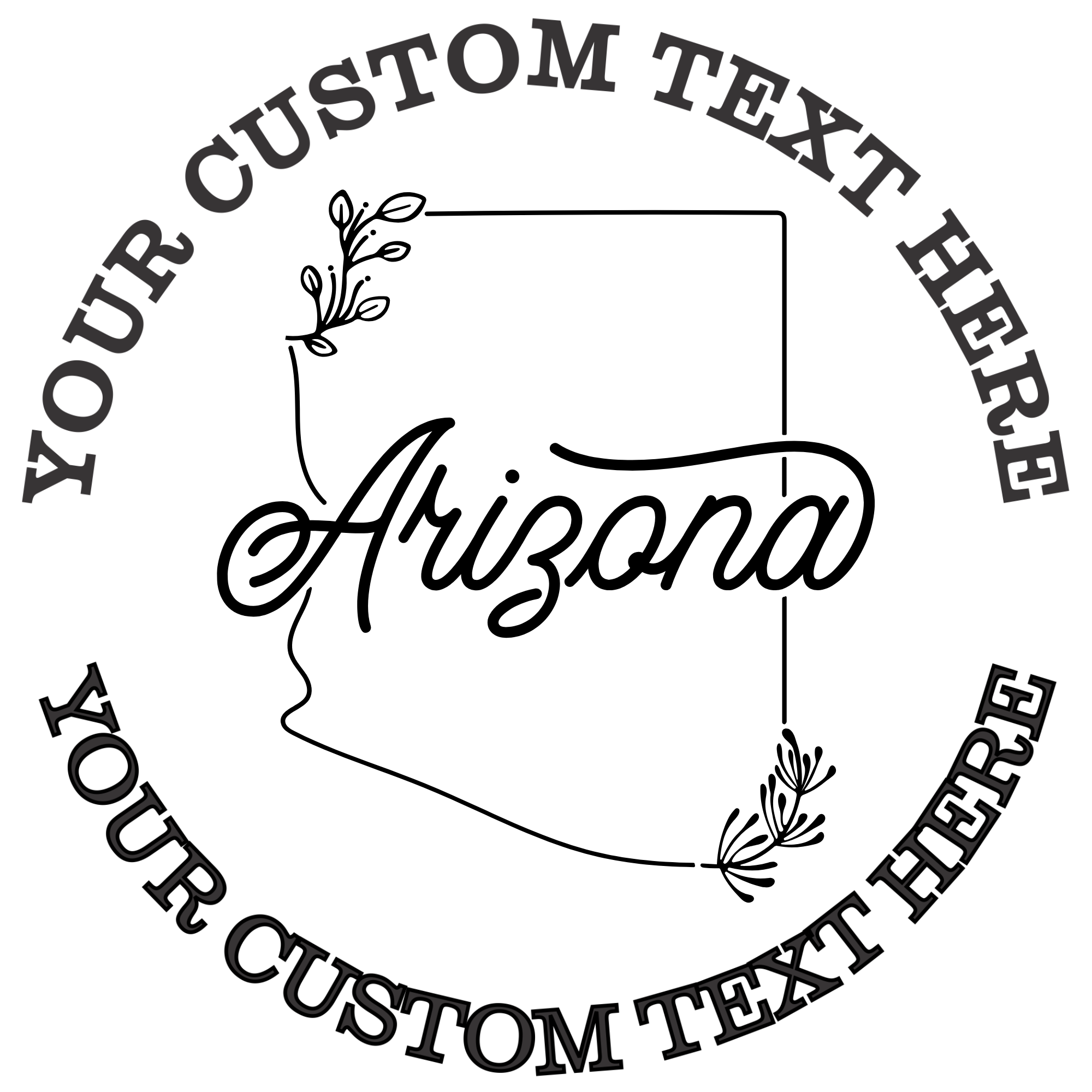Floral Arizona state outline Self-Inking Custom Rubber Stamp | Personalized Return Address Stamp | Name & Address Customizable | 1.6" In Diameter (SH-76530)