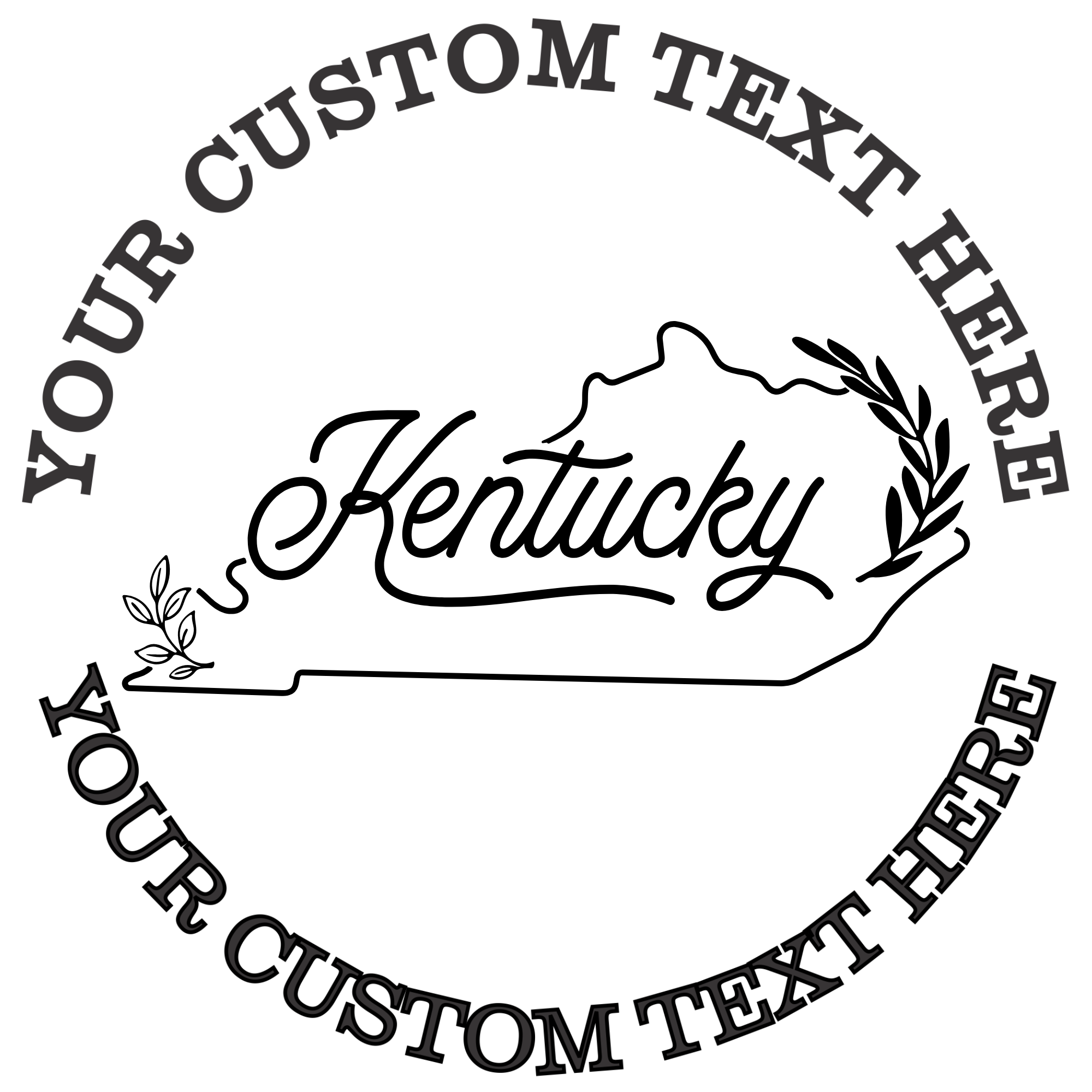 Floral Kentucky state outline Self-Inking Custom Rubber Stamp | Personalized Return Address Stamp | Name & Address Customizable | 1.6" In Diameter (SH-76531)