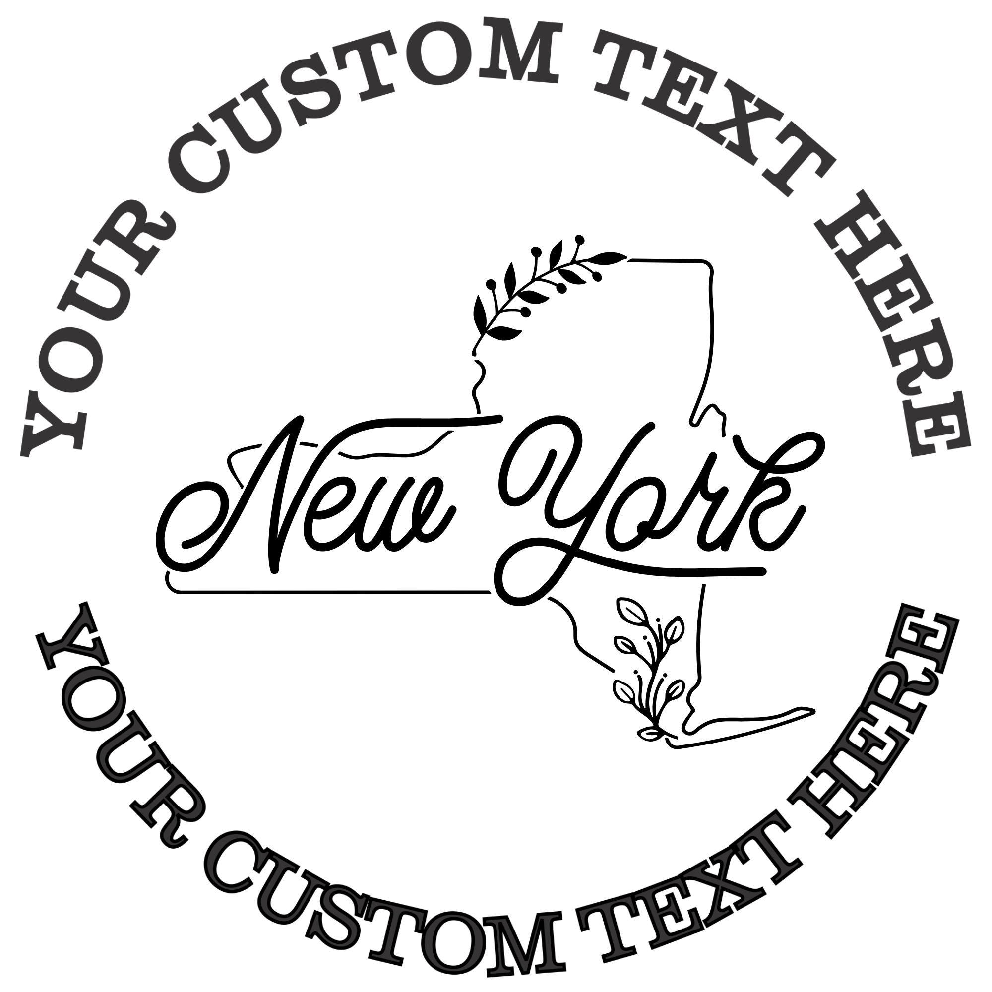 Floral New York state outline Self-Inking Custom Rubber Stamp | Personalized Return Address Stamp | Name & Address Customizable | 1.6" In Diameter (SH-76537)