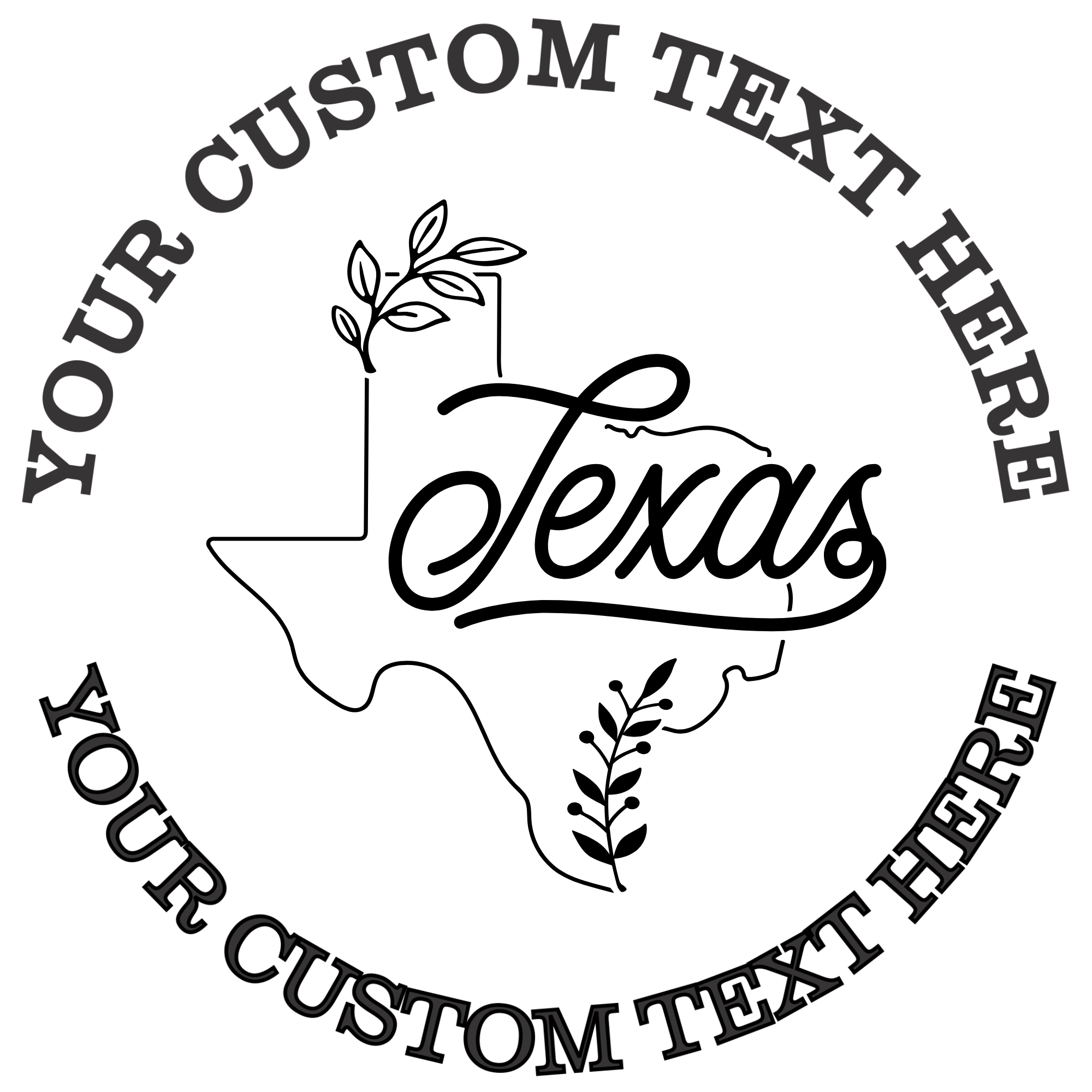 Floral Texas state outline Self-Inking Custom Rubber Stamp | Personalized Return Address Stamp | Name & Address Customizable | 1.6" In Diameter (SH-76539)