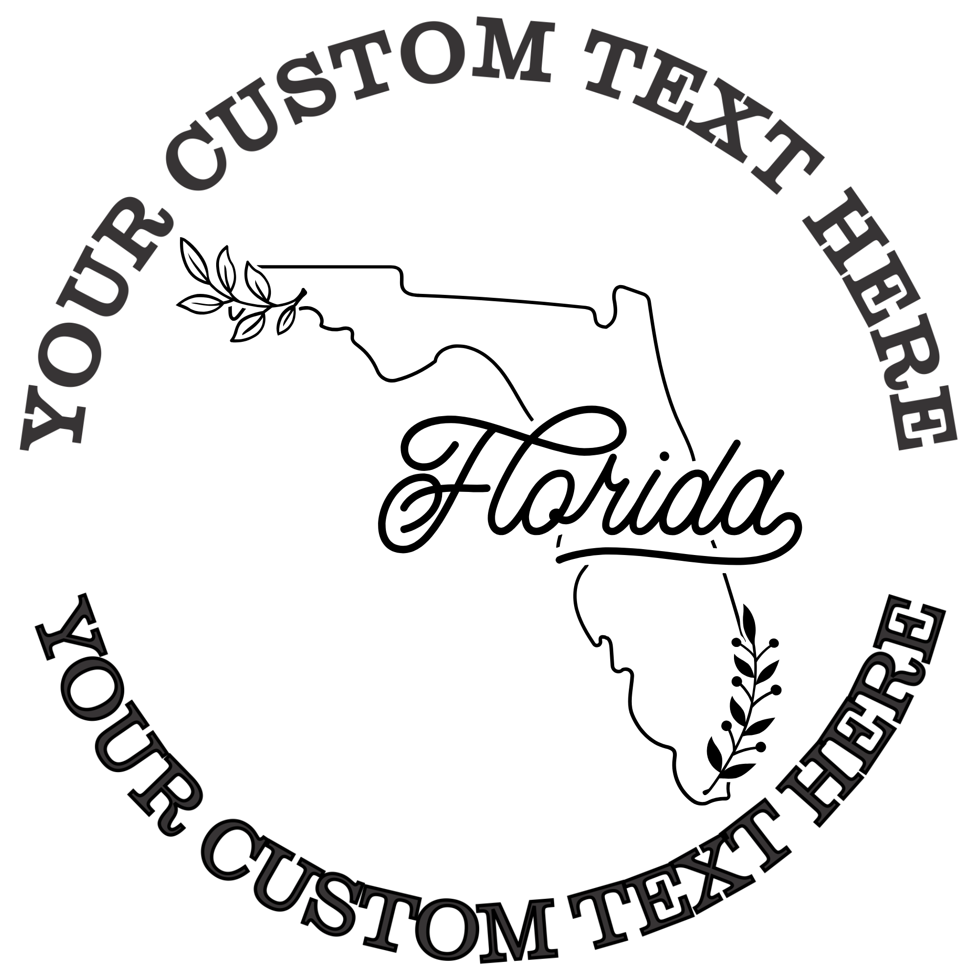 Floral Florida state outline Self-Inking Custom Rubber Stamp | Personalized Return Address Stamp | Name & Address Customizable | 1.6" In Diameter (SH-76540)