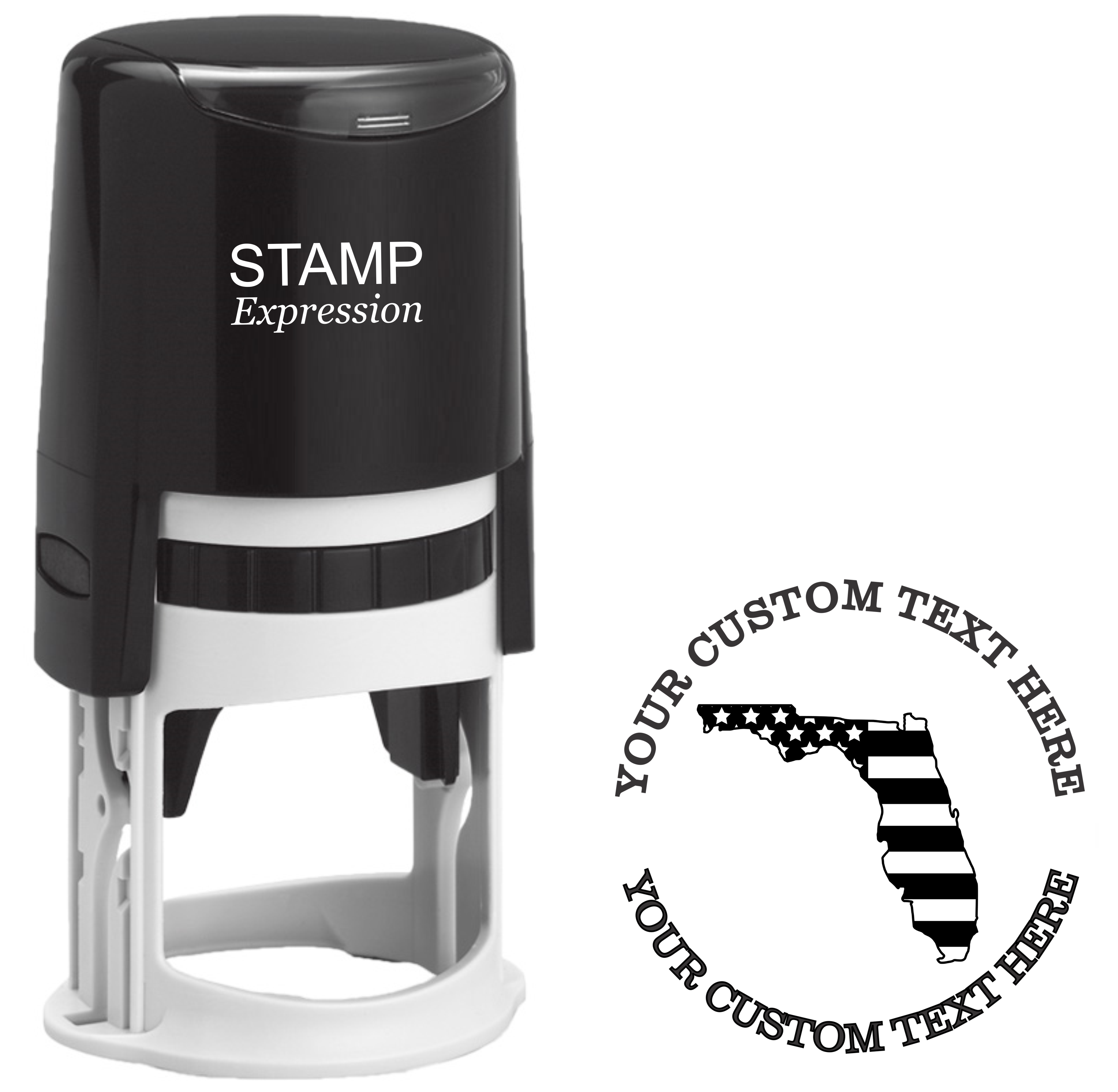 Florida state outline with a flag Self-Inking Custom Rubber Stamp | Personalized Return Address Stamp | Name & Address Customizable | 1.6" In Diameter (SH-76541)