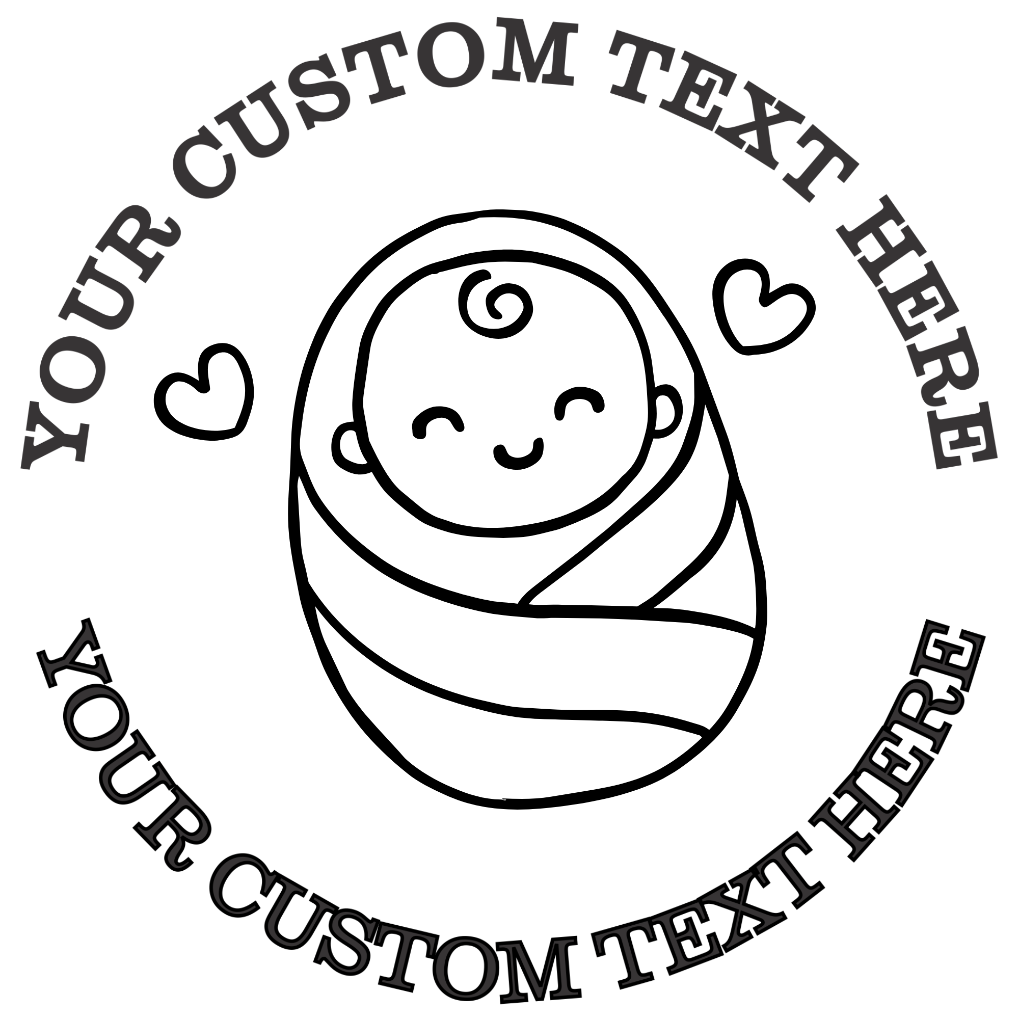 Swaddled newborn baby boy Self-Inking Custom Rubber Stamp | Personalized Return Address Stamp | Name & Address Customizable | 1.6" In Diameter (SH-76547)