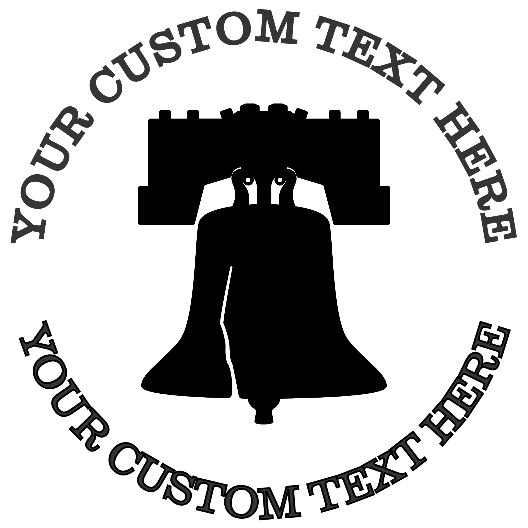Liberty Bell silhouette Self-Inking Custom Rubber Stamp | Personalized Return Address Stamp | Name & Address Customizable | 1.6" In Diameter (SH-76555)