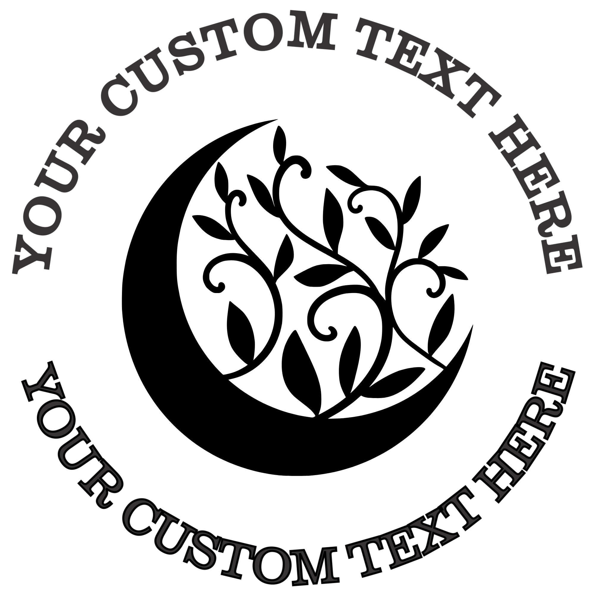 Crescent moon with vines Celestial Boho Self-Inking Custom Rubber Stamp | Personalized Return Address Stamp | Name & Address Customizable | 1.6" In Diameter (SH-76556)