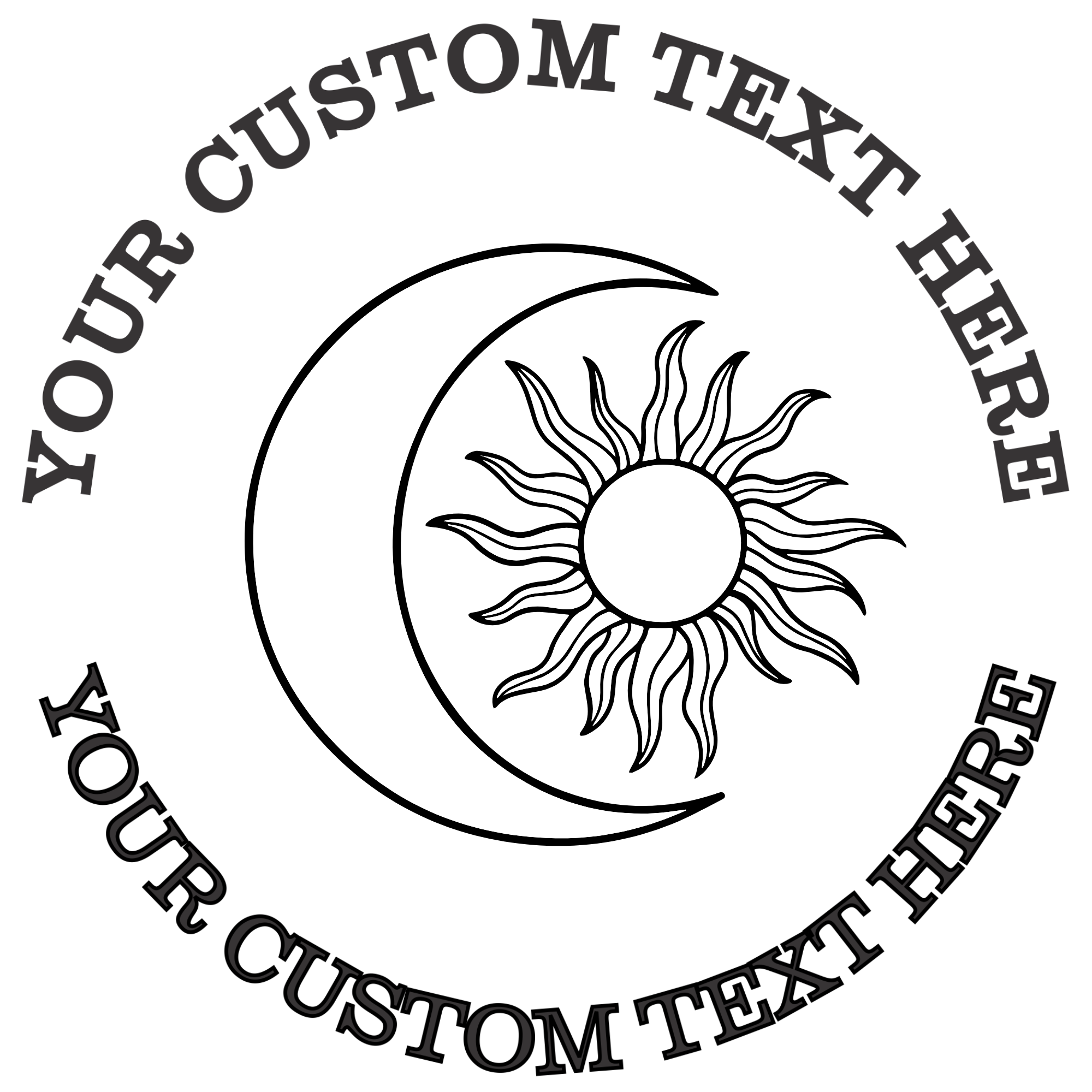 Celestial moon and a sun outline Self-Inking Custom Rubber Stamp | Personalized Return Address Stamp | Name & Address Customizable | 1.6" In Diameter (SH-76563)
