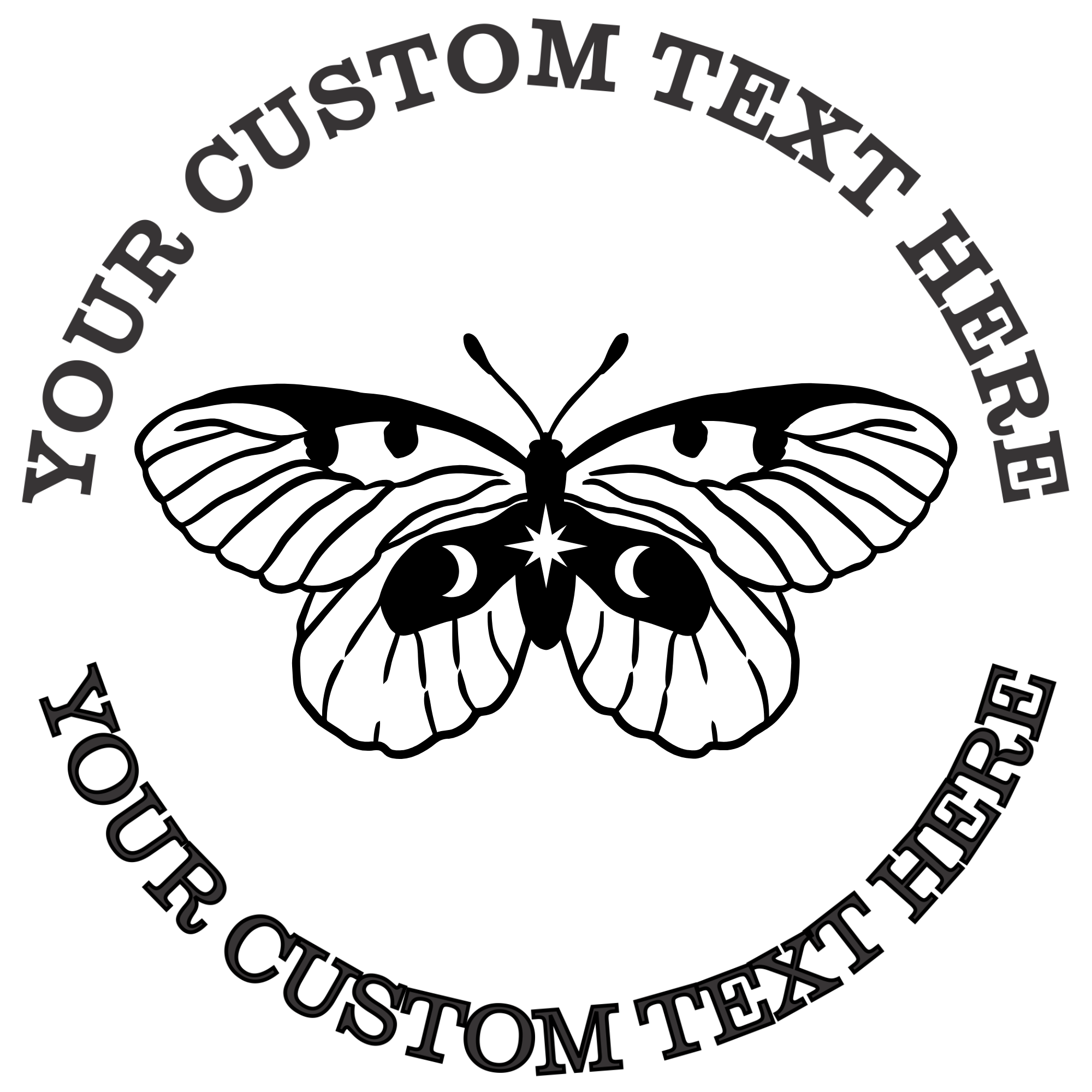 Celestial mystical moth Self-Inking Custom Rubber Stamp | Personalized Return Address Stamp | Name & Address Customizable | 1.6" In Diameter (SH-76564)