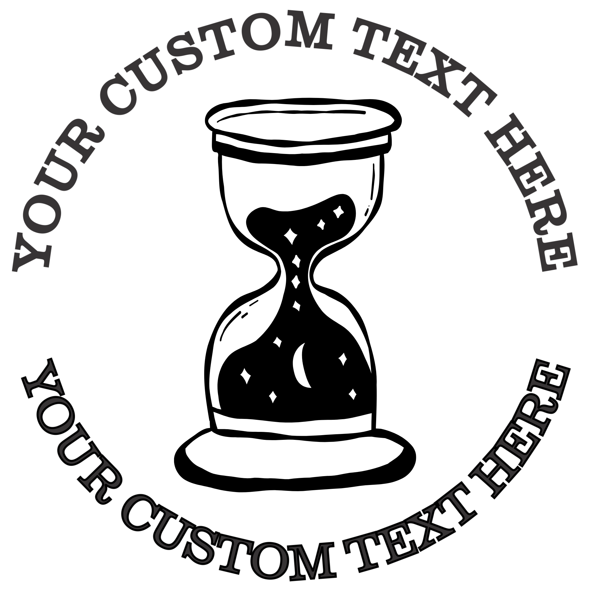 Mystical hourglass Celestial Boho Self-Inking Custom Rubber Stamp | Personalized Return Address Stamp | Name & Address Customizable | 1.6" In Diameter (SH-76565)