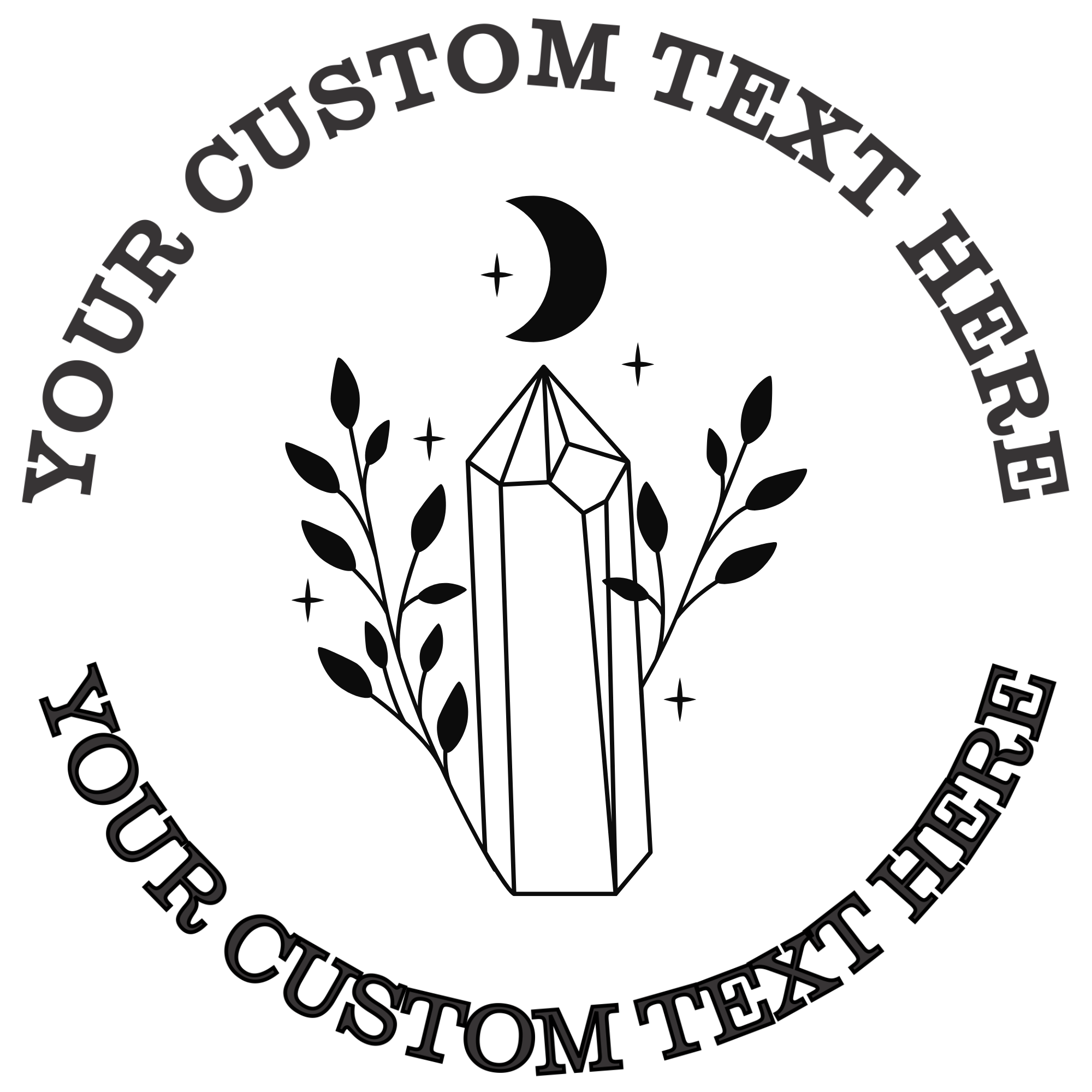 Mystical celestial crystal with vines Self-Inking Custom Rubber Stamp | Personalized Return Address Stamp | Name & Address Customizable | 1.6" In Diameter (SH-76569)