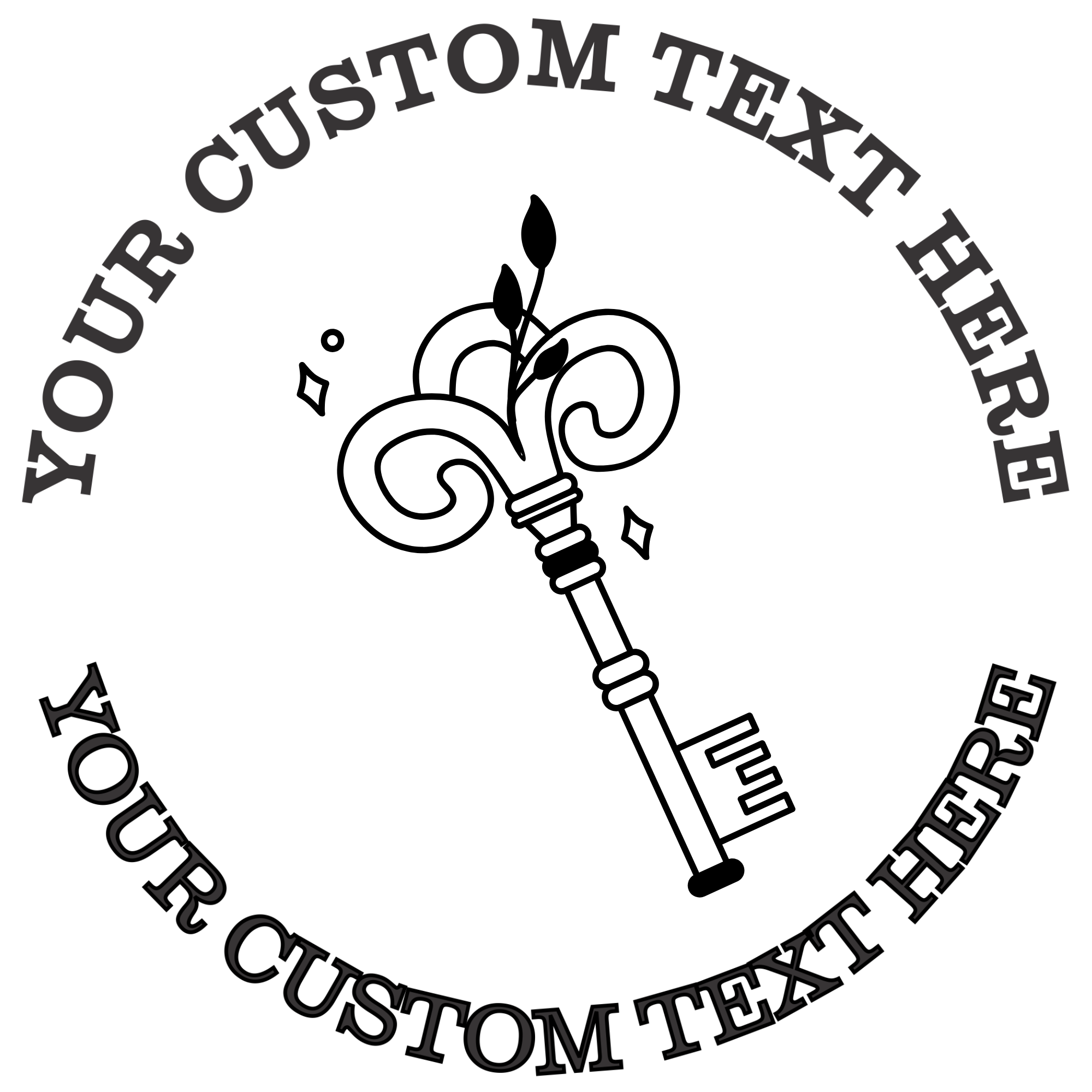 Beautiful mystical key Self-Inking Custom Rubber Stamp | Personalized Return Address Stamp | Name & Address Customizable | 1.6" In Diameter (SH-76570)
