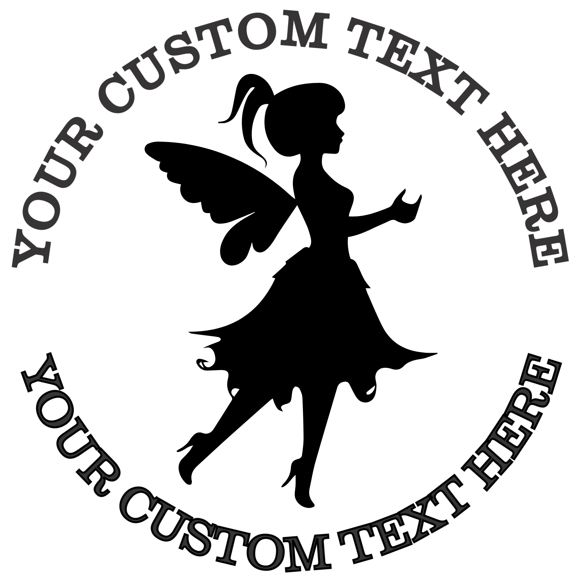 Elegant fairy turned right Self-Inking Custom Rubber Stamp | Personalized Return Address Stamp | Name & Address Customizable | 1.6" In Diameter (SH-76572)
