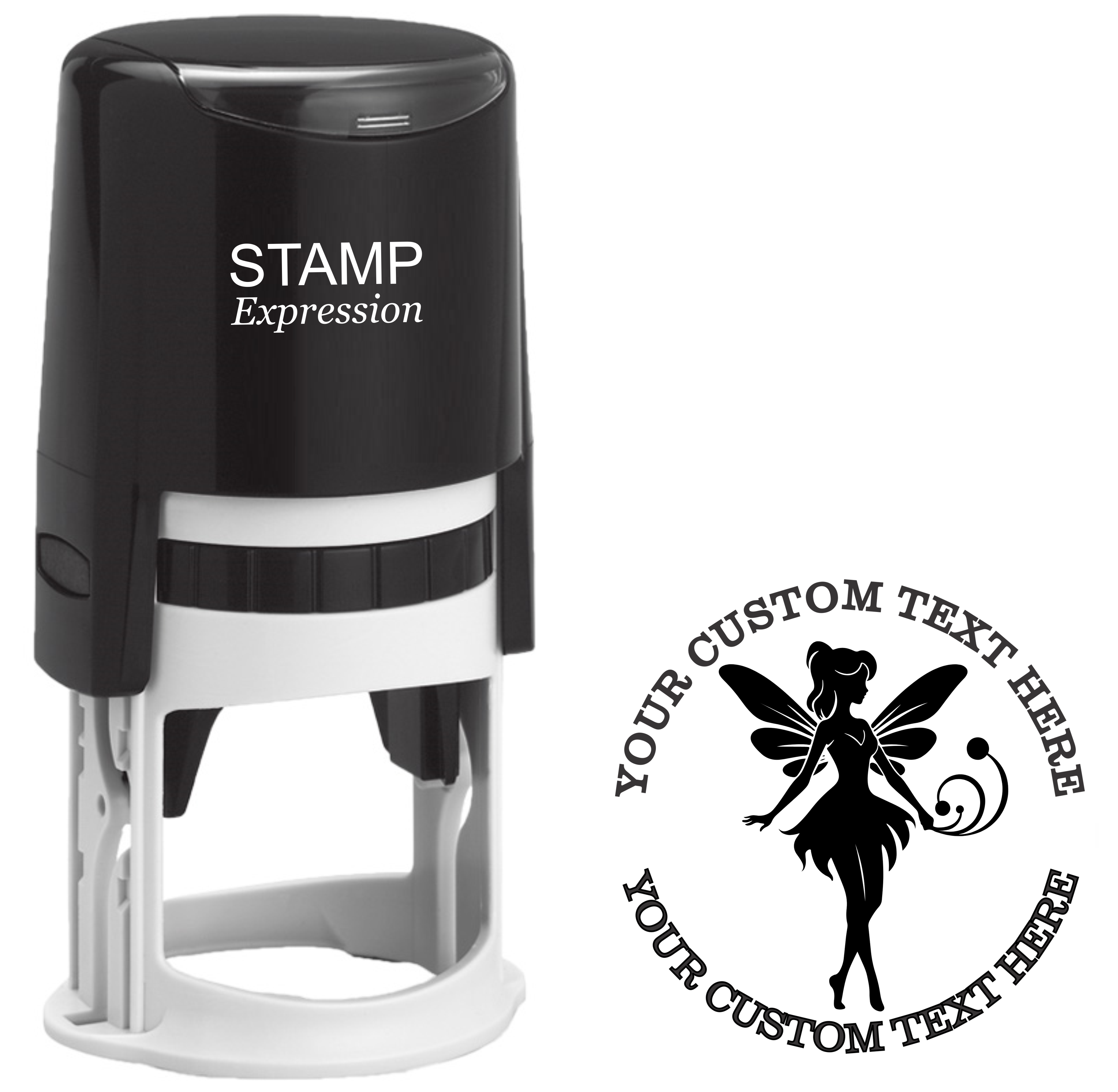 Elegant fairy with vines Self-Inking Custom Rubber Stamp | Personalized Return Address Stamp | Name & Address Customizable | 1.6" In Diameter (SH-76573)