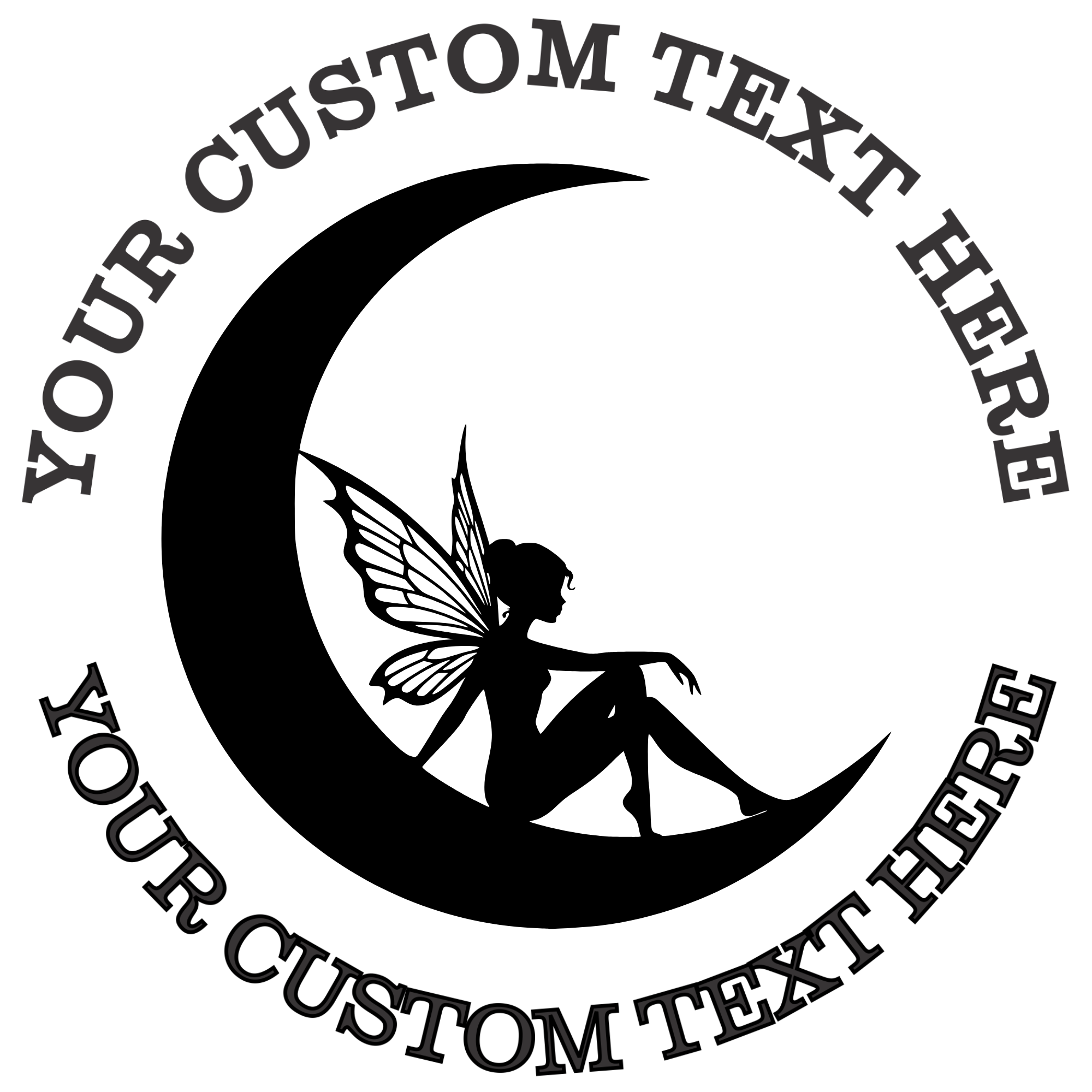 Beautiful fairy sitting inside a crescent moon Self-Inking Custom Rubber Stamp | Personalized Return Address Stamp | Name & Address Customizable | 1.6" In Diameter (SH-76574)